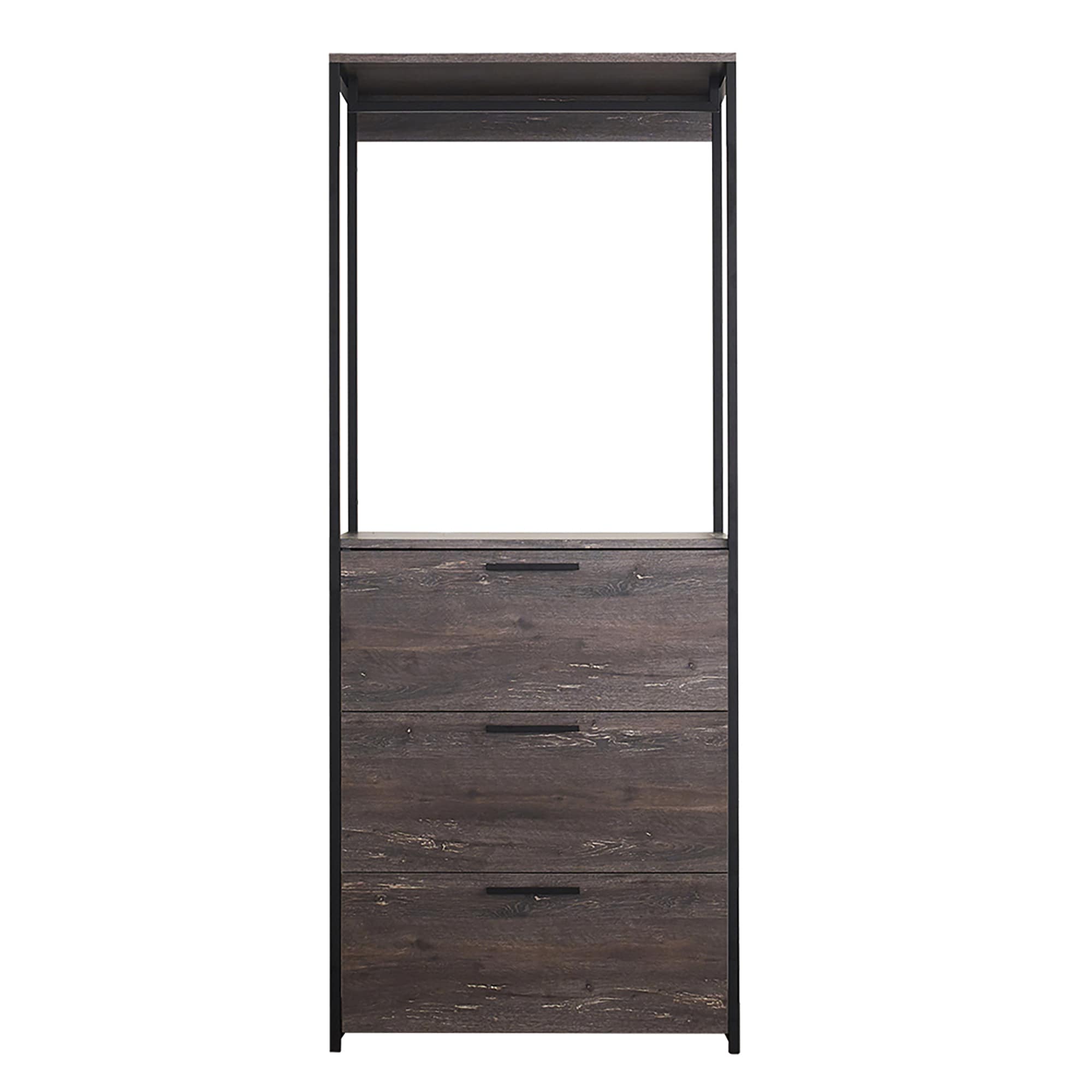 LOVMOR SF-R-B040S00022 Monica Wood Walk-in Closet with Three Drawers and One Shelf in Rustic Gray