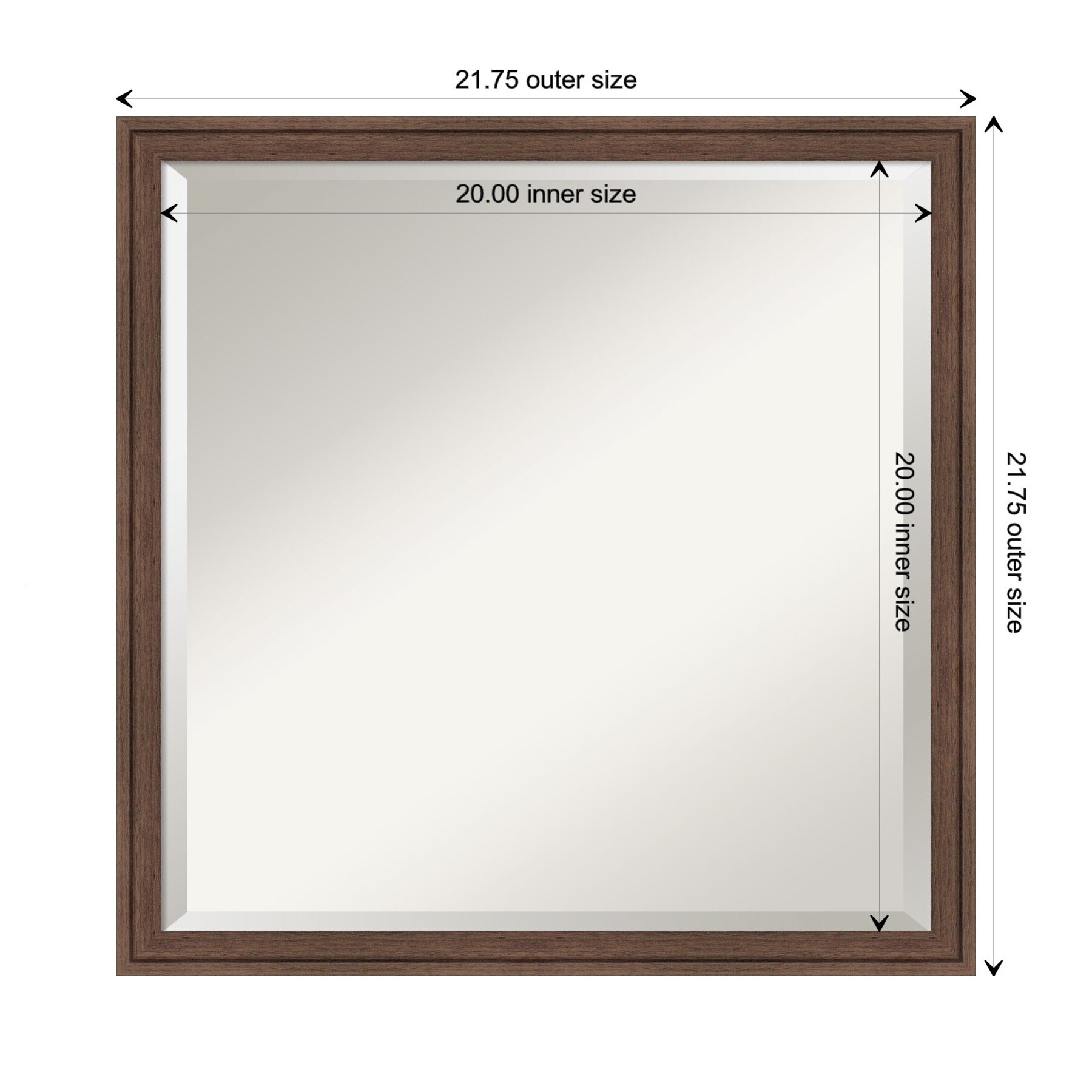 Florence Medium Brown Square Wood Framed Wall Mirror