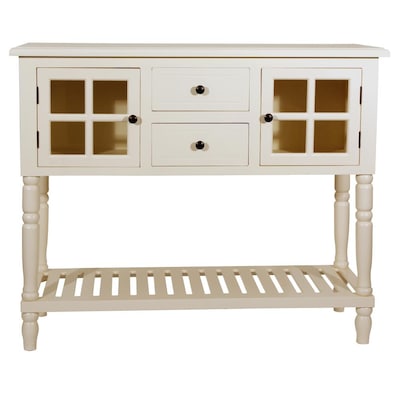 Decor Therapy Casual Antique White, 36 Inch High Console Table With Drawers