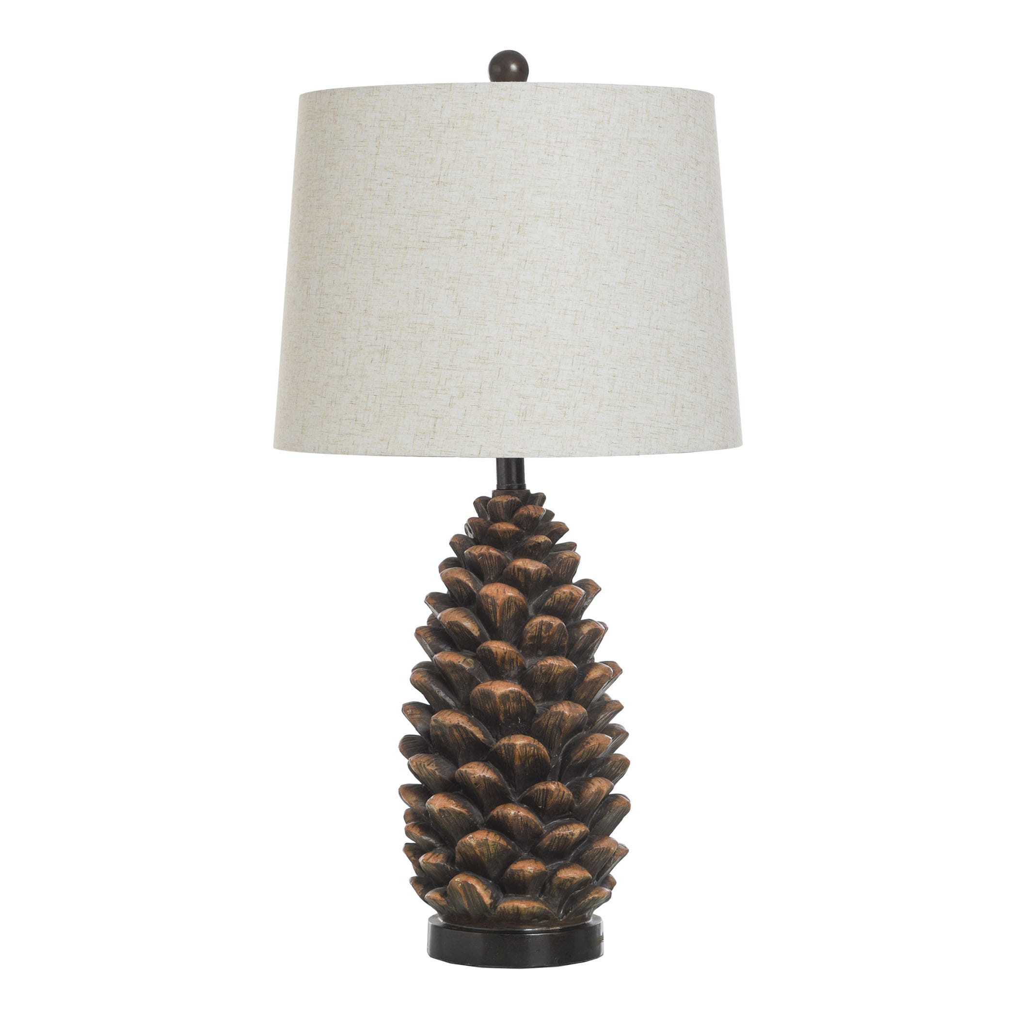 StyleCraft Home Collection Roanoke - Rustic Table Lamp - Acorn-Form Body - Roanoke Brown Finish - Heathered Oatmeal Shade
