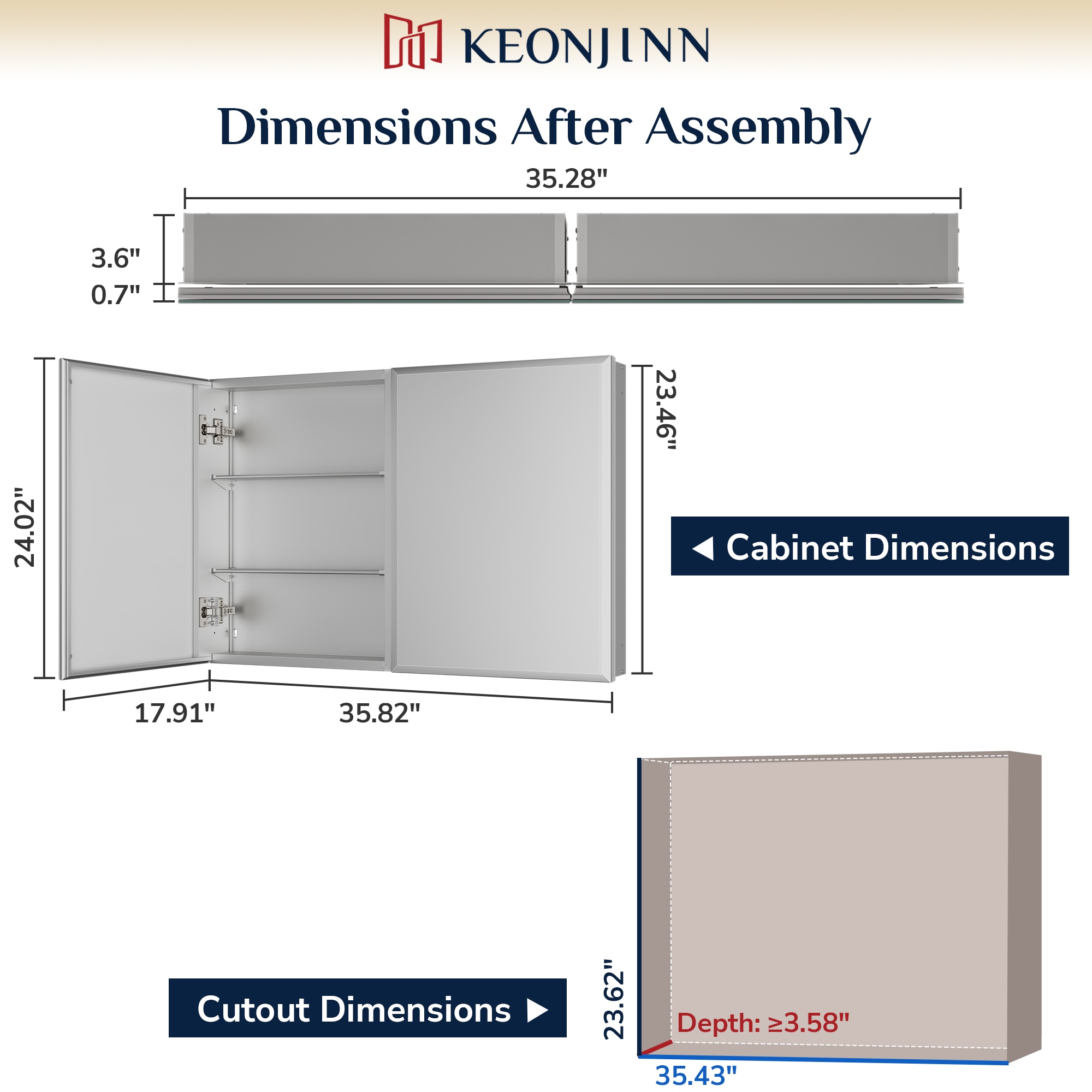 Keonjinn LW-JG-FJXP-9161-SI Bathroom-Medicine-Cabinets - View #4