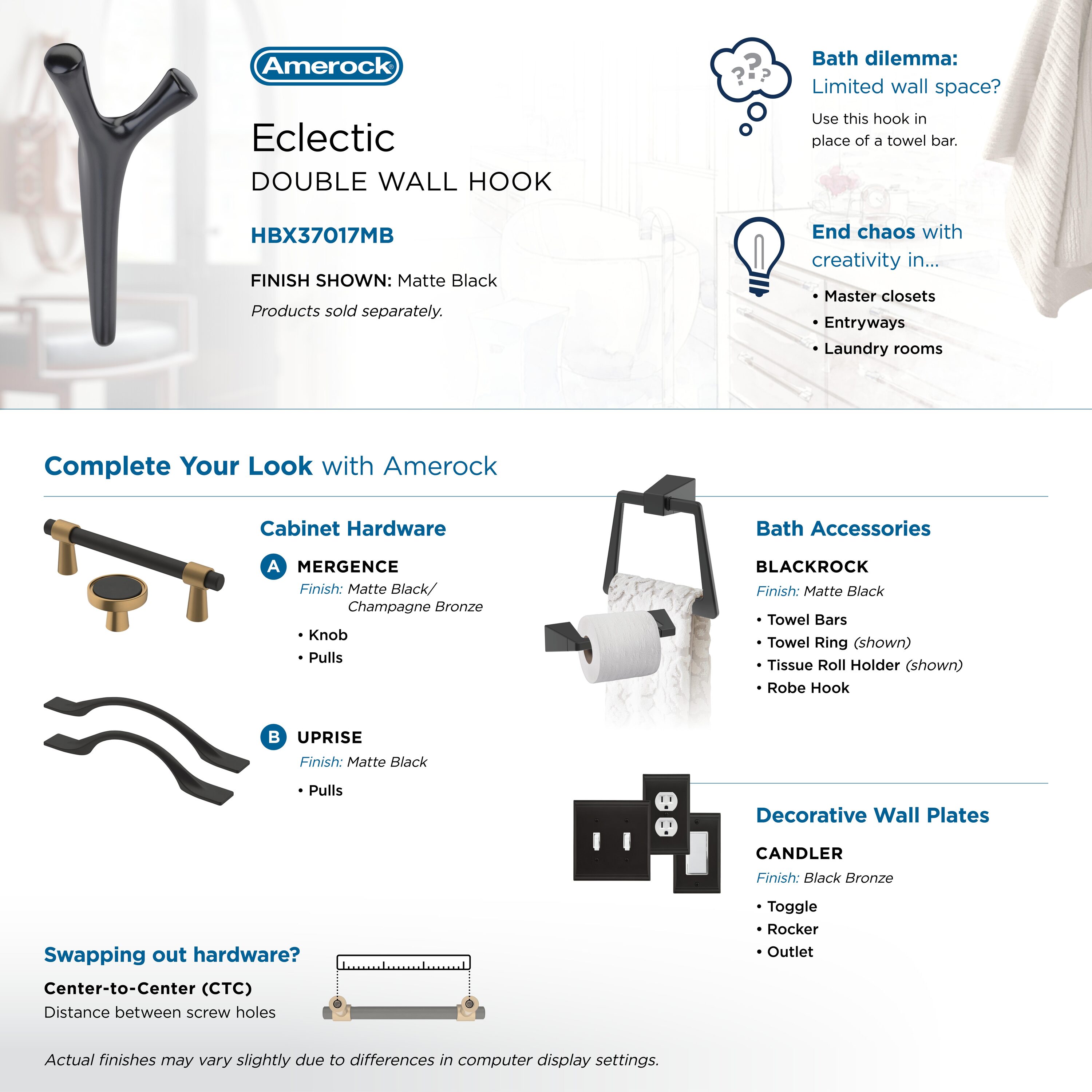 Amerock HBX37017MB Decorative-Wall-Hooks - View #6