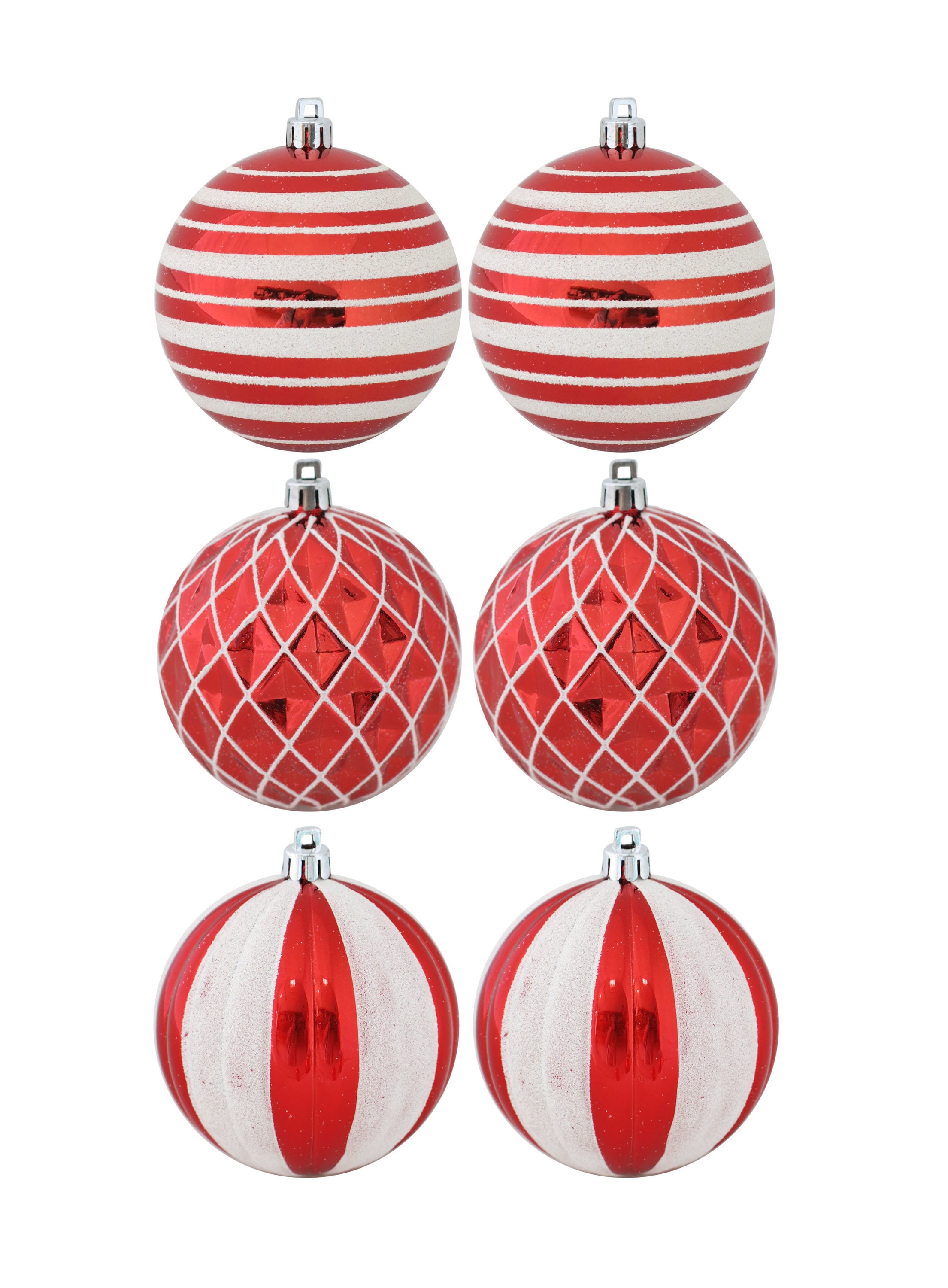 Holiday Living Red Plastic Stripe Ornament Set Shatterproof at Lowes.com