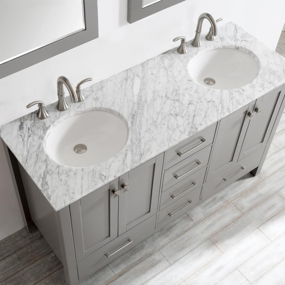 Vinnova Gela 60-in Grey Undermount Double Sink Bathroom Vanity with ...