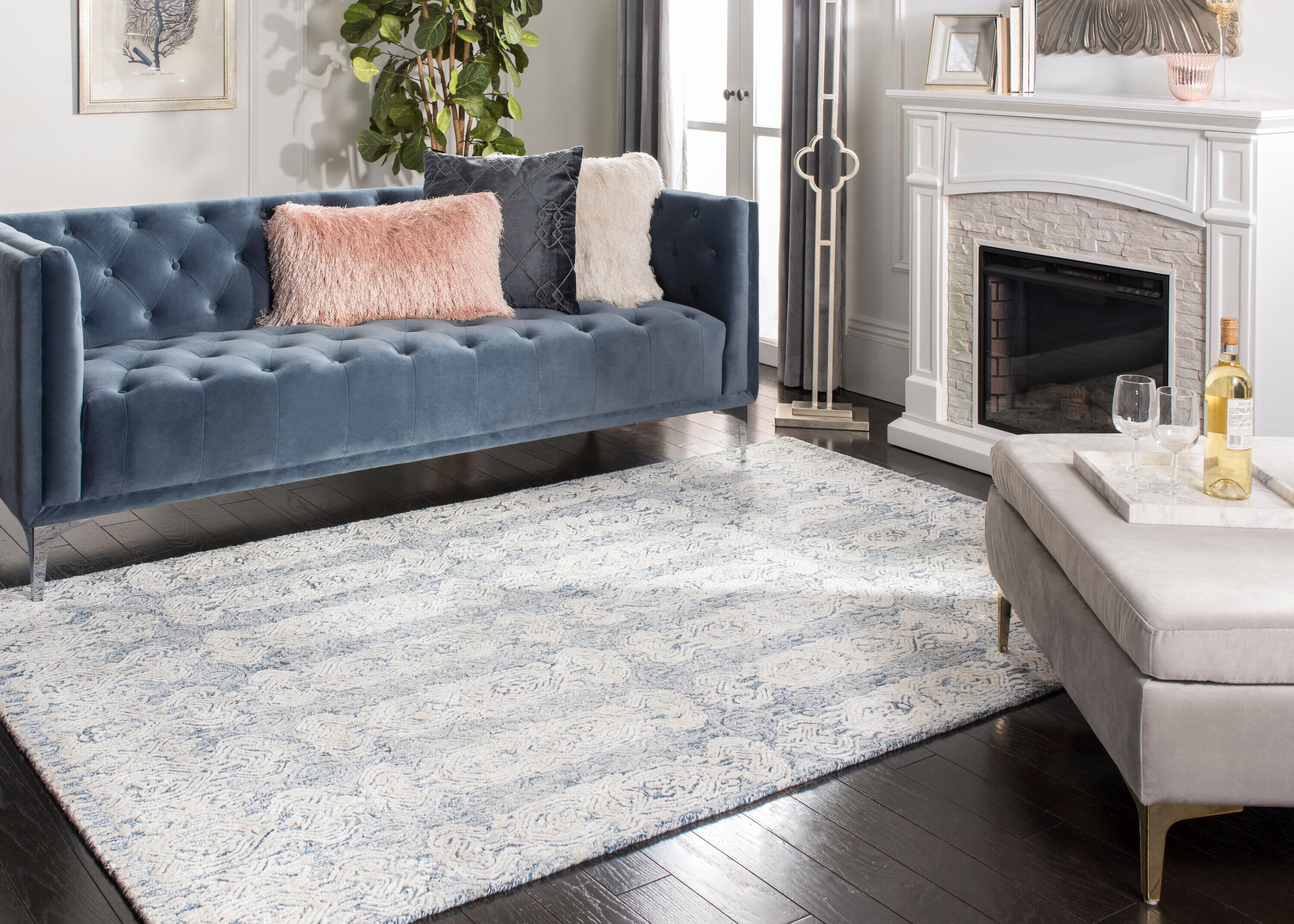 Glamour 536M Blue Ivory 6in x 9in Rug