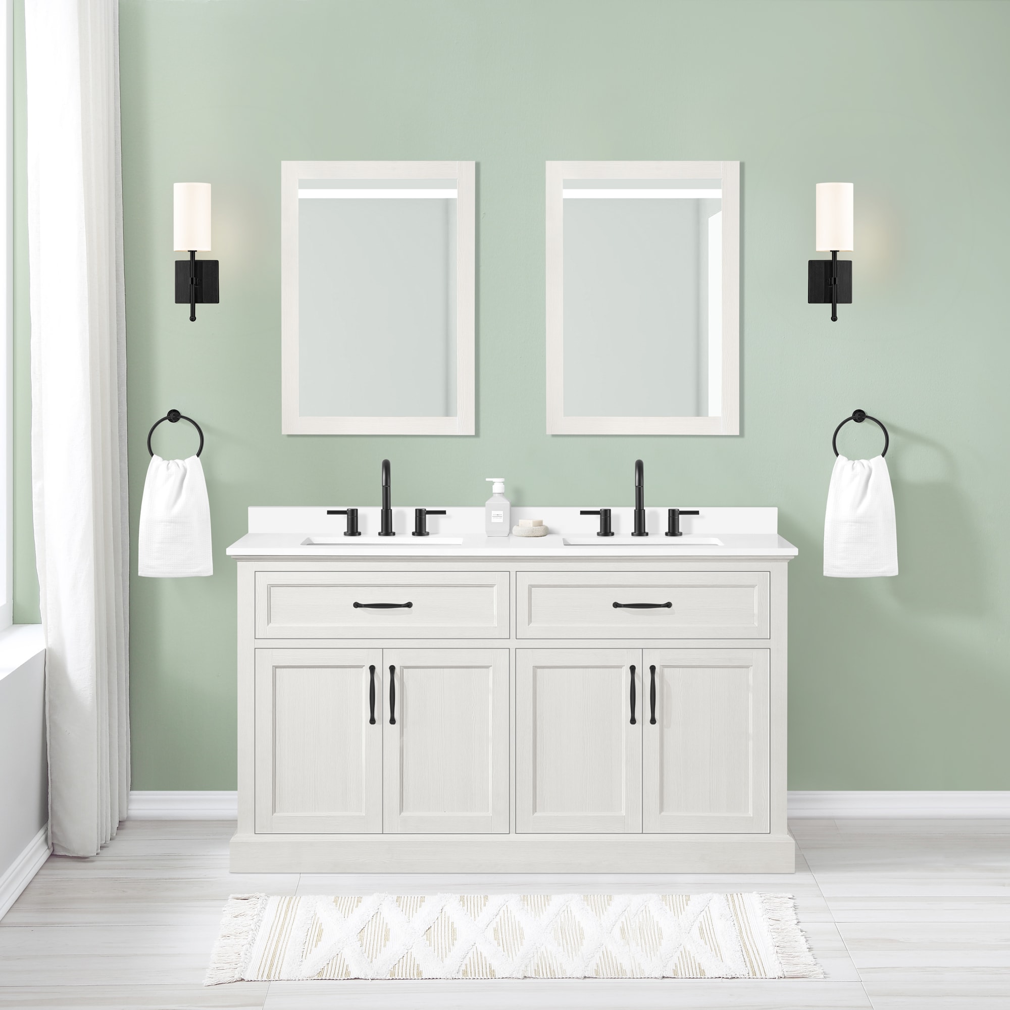 Style Selections Rowan 60 In Antique, What Size Mirrors For 60 Inch Double Sink Vanity Unit