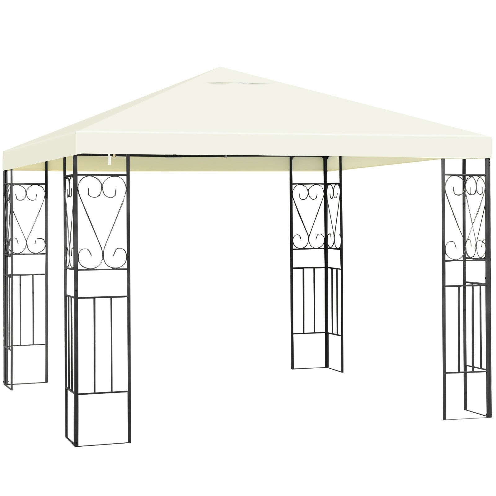Slickblue - 10 x 10 FT Gazebo Tent 8.5 FT Roof Steel Frame Polyester Fabric Outdoor Shelter for P...