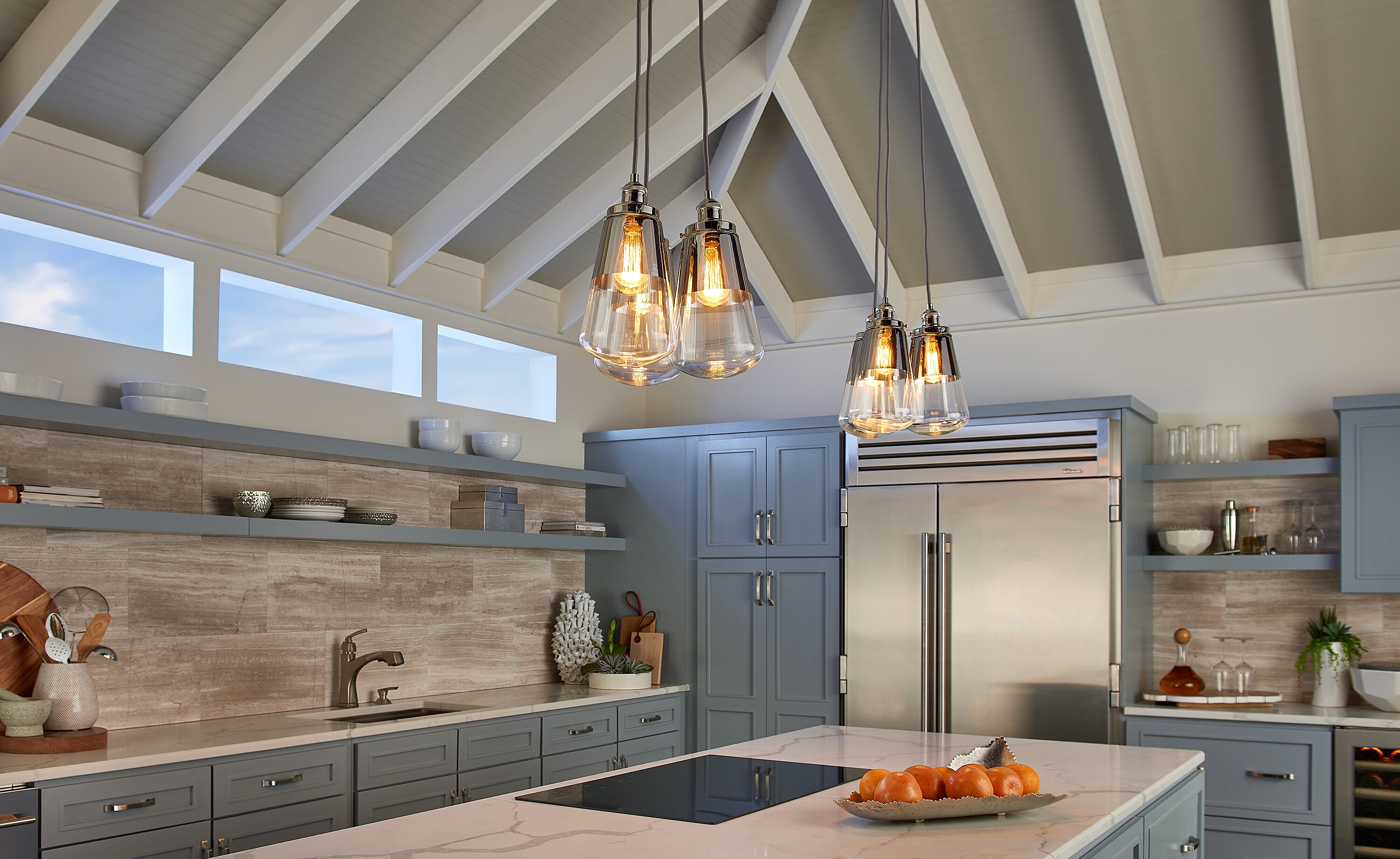 Generation Lighting P1373PAGB/DWZ Waveform Painted Aged Brass/Dark Weathered Zinc Modern/contemporary Clear glass Teardrop Medium Hanging Pendant light