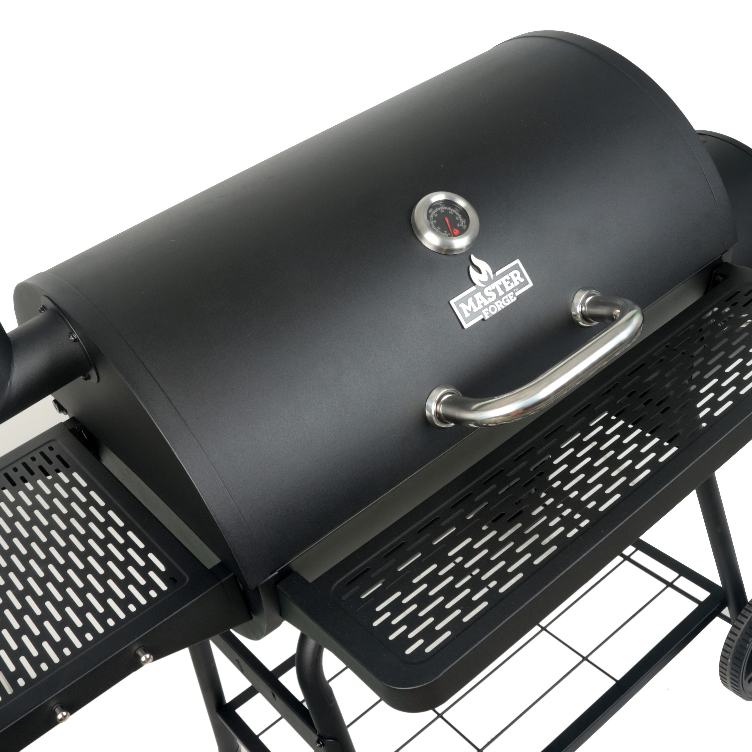 Master Forge 1010 Sq In Black Powder Coated Horizontal Charcoal Smoker   50316788 