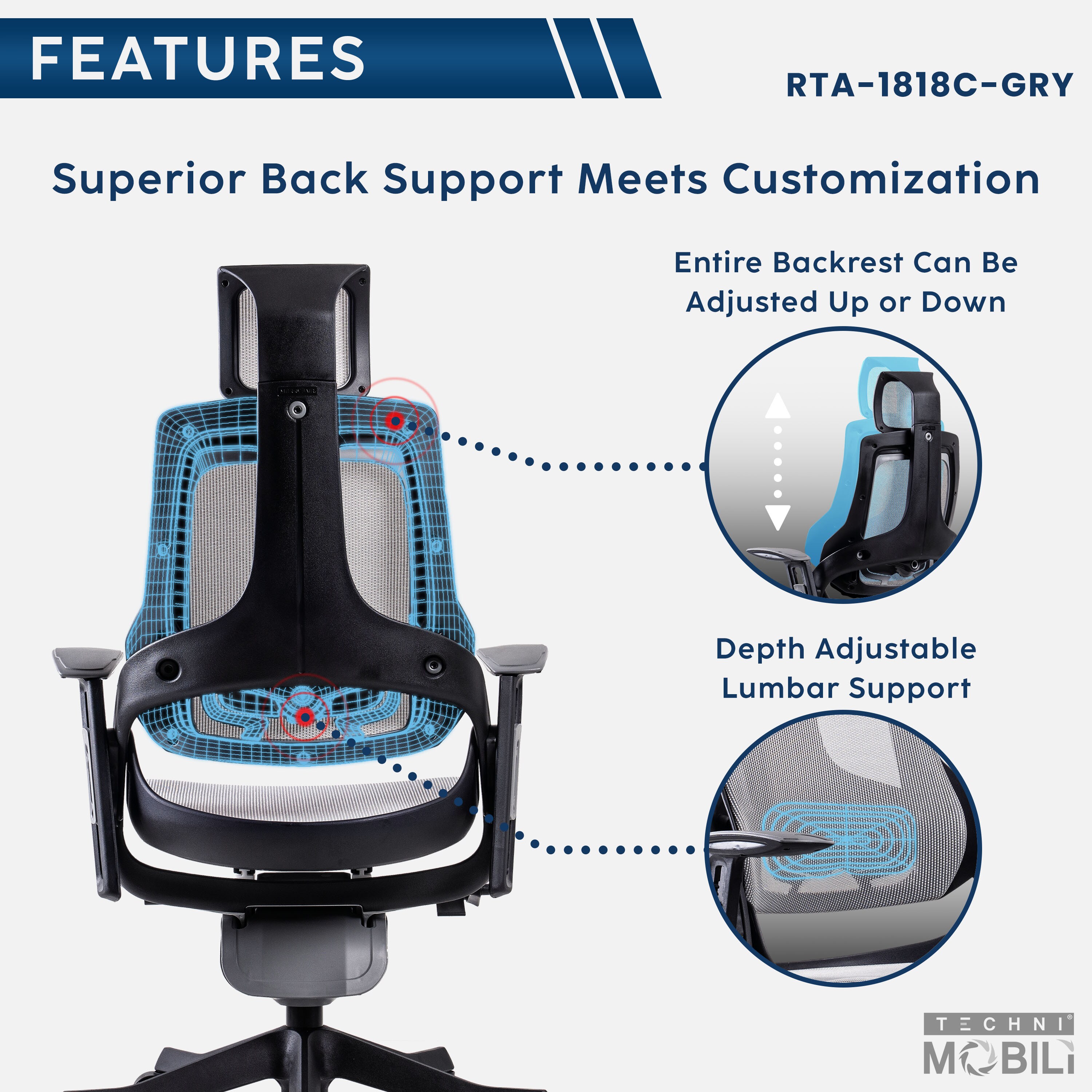 Techni Mobili RTA-1818C-GRY Office-Chairs - View #5