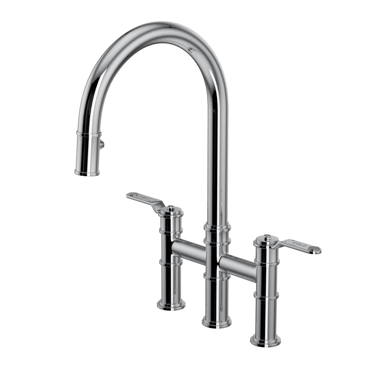 Rohl U.4549HT-APC-2 Armstrong 1.8 GPM Deck Mount Bridge Kitchen Faucet in Polished Chrome with Lever Handles