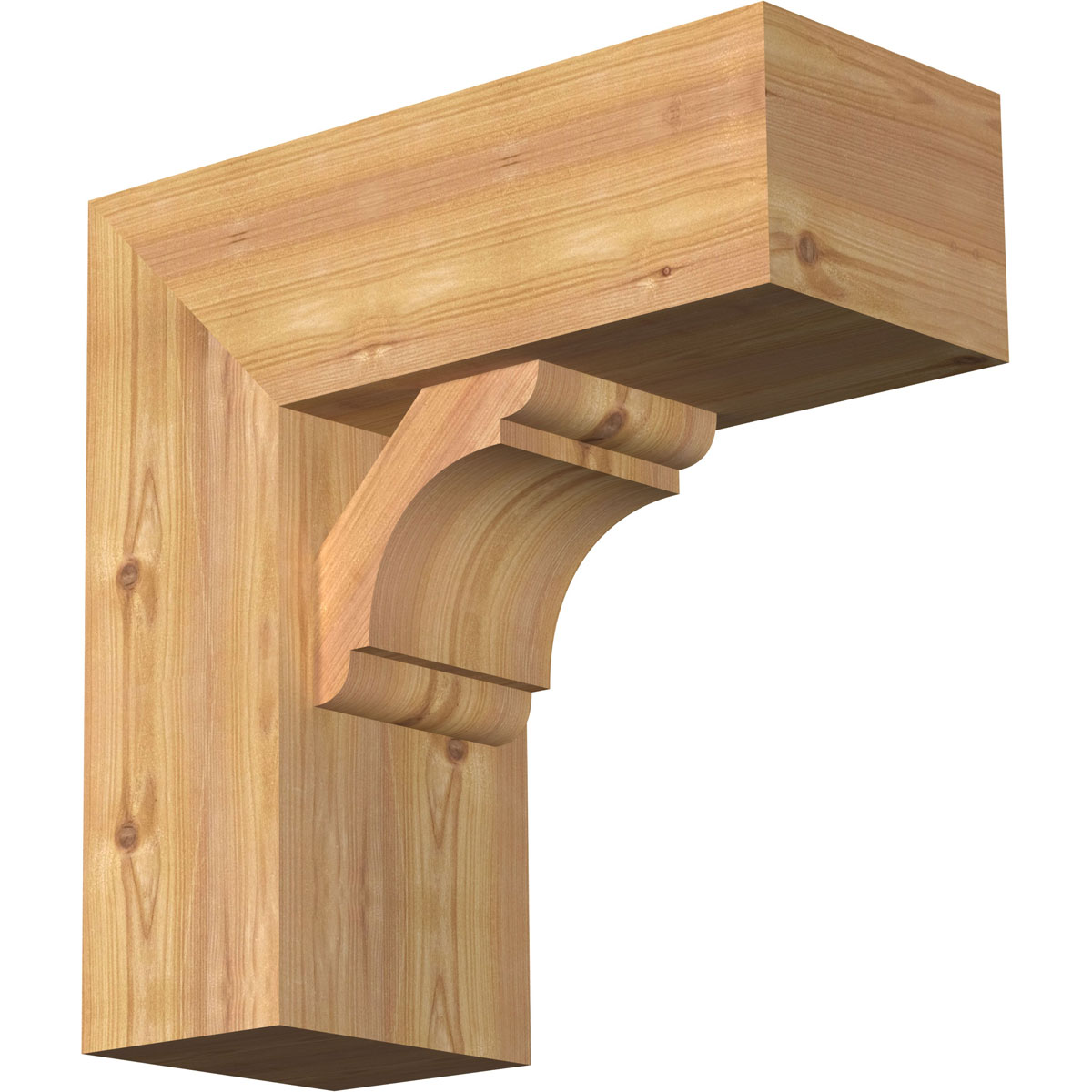 Ekena Millwork 1463563 Olympic Block Smooth Bracket with Offset Brace 7-1/2-in x 18-in x 18-in Western red cedar Brown Wood Standard bracket