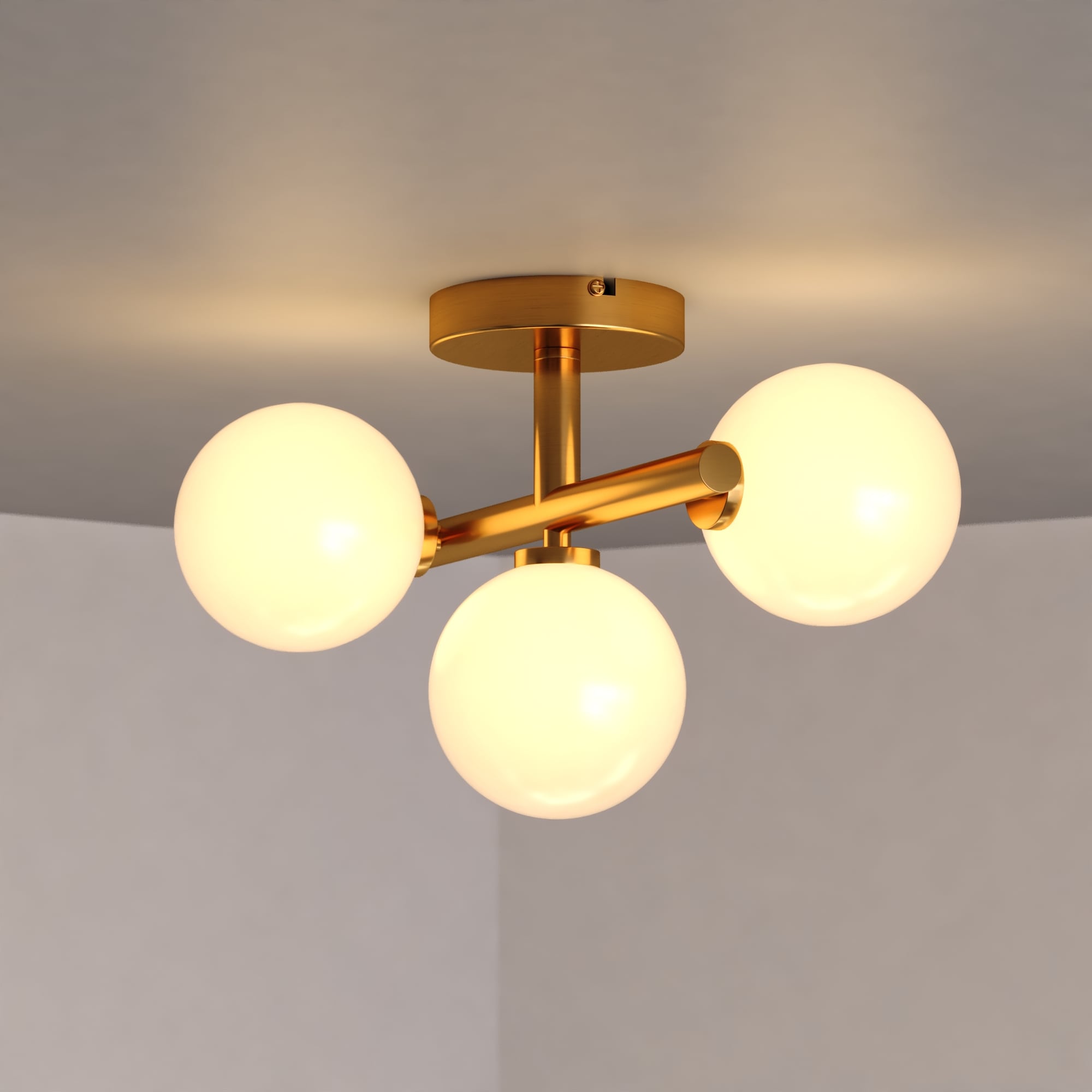 Cascadia C0318 Graham 3 -Light 13-in Satin Gold Semi Flush Mount Light