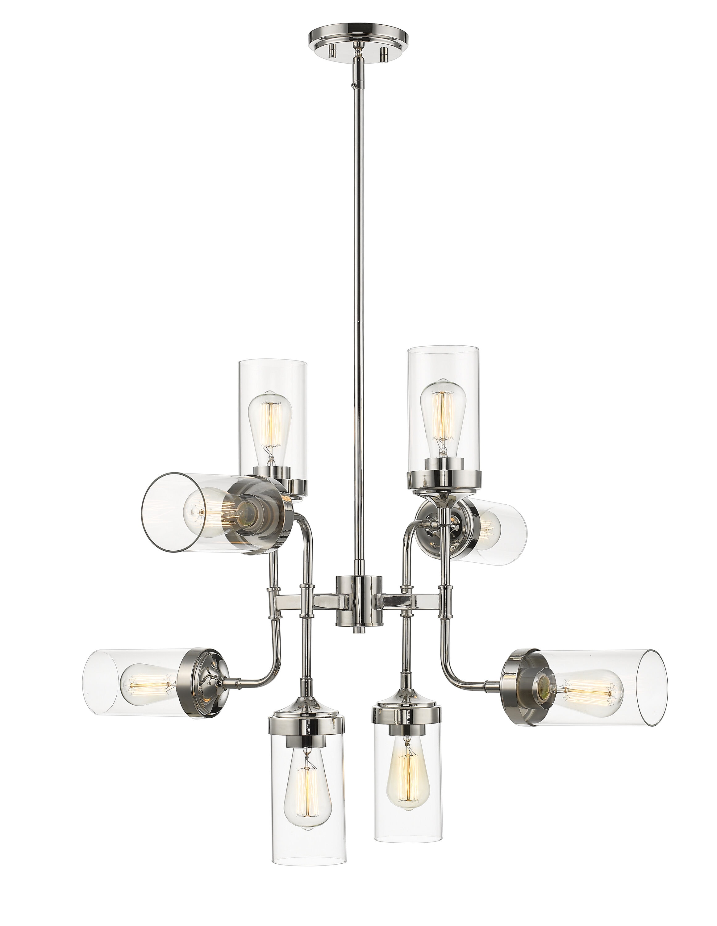 Z-Lite 617-8PN Calliope 8 -Light Polished Nickel Modern/contemporary Clear glass Tiered Large Hanging Pendant light