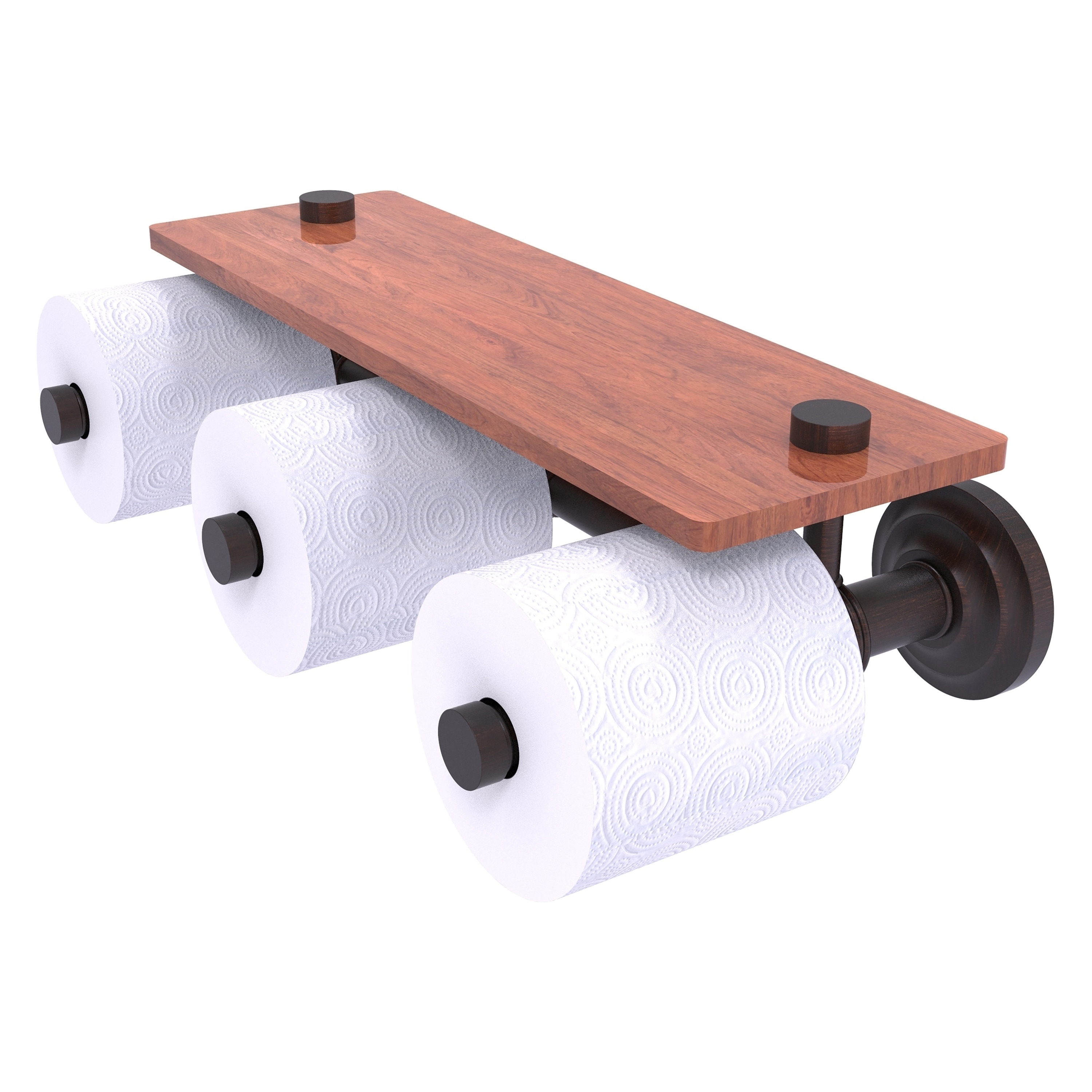Allied Brass QN-35-3S-IRW-VB Que New Venetian Bronze Wall mount Double post Toilet Paper Holder 3 -Rolls with Storage