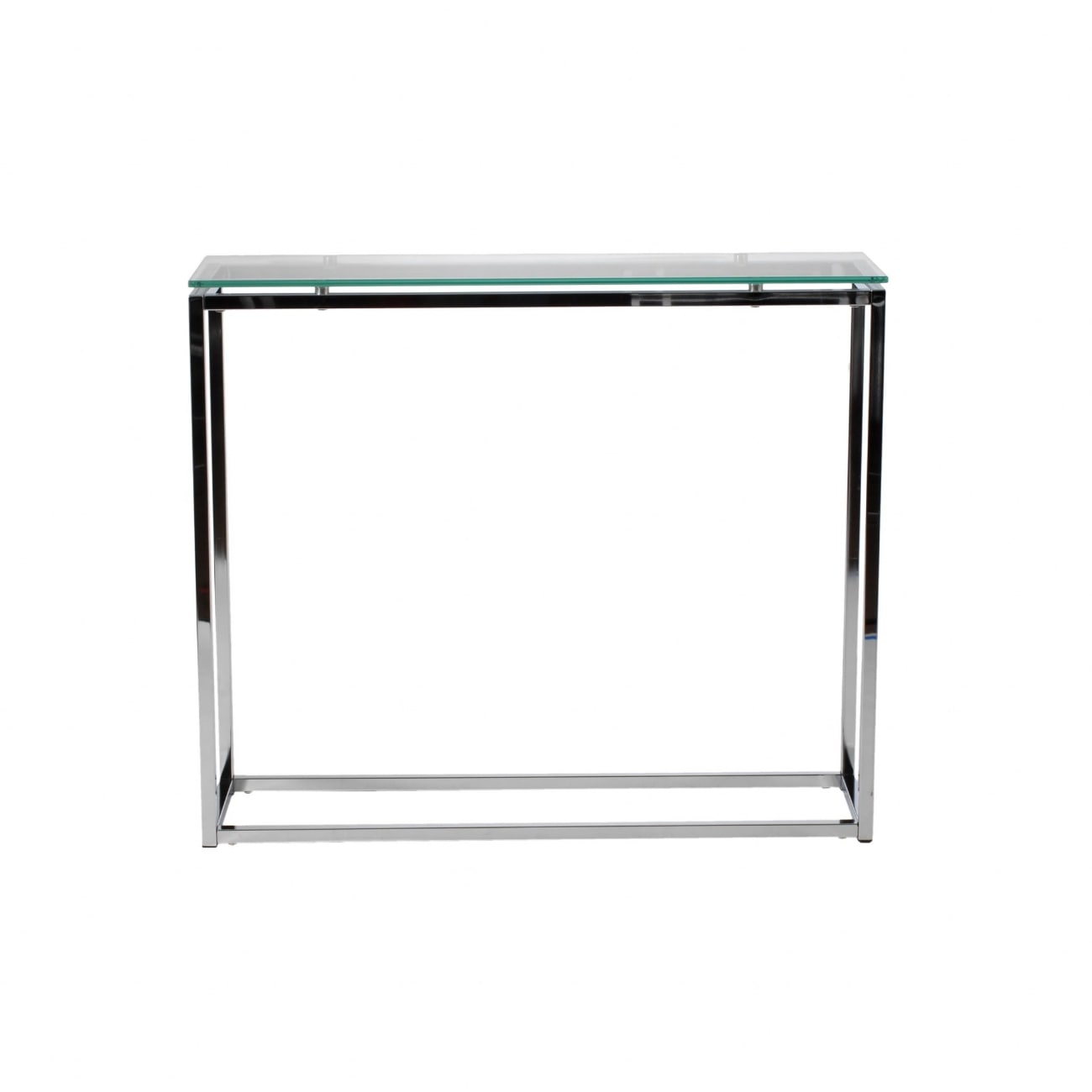 HomeRoots 4000400518 Geo Rectangle Clear Glass and Chrome Console Table