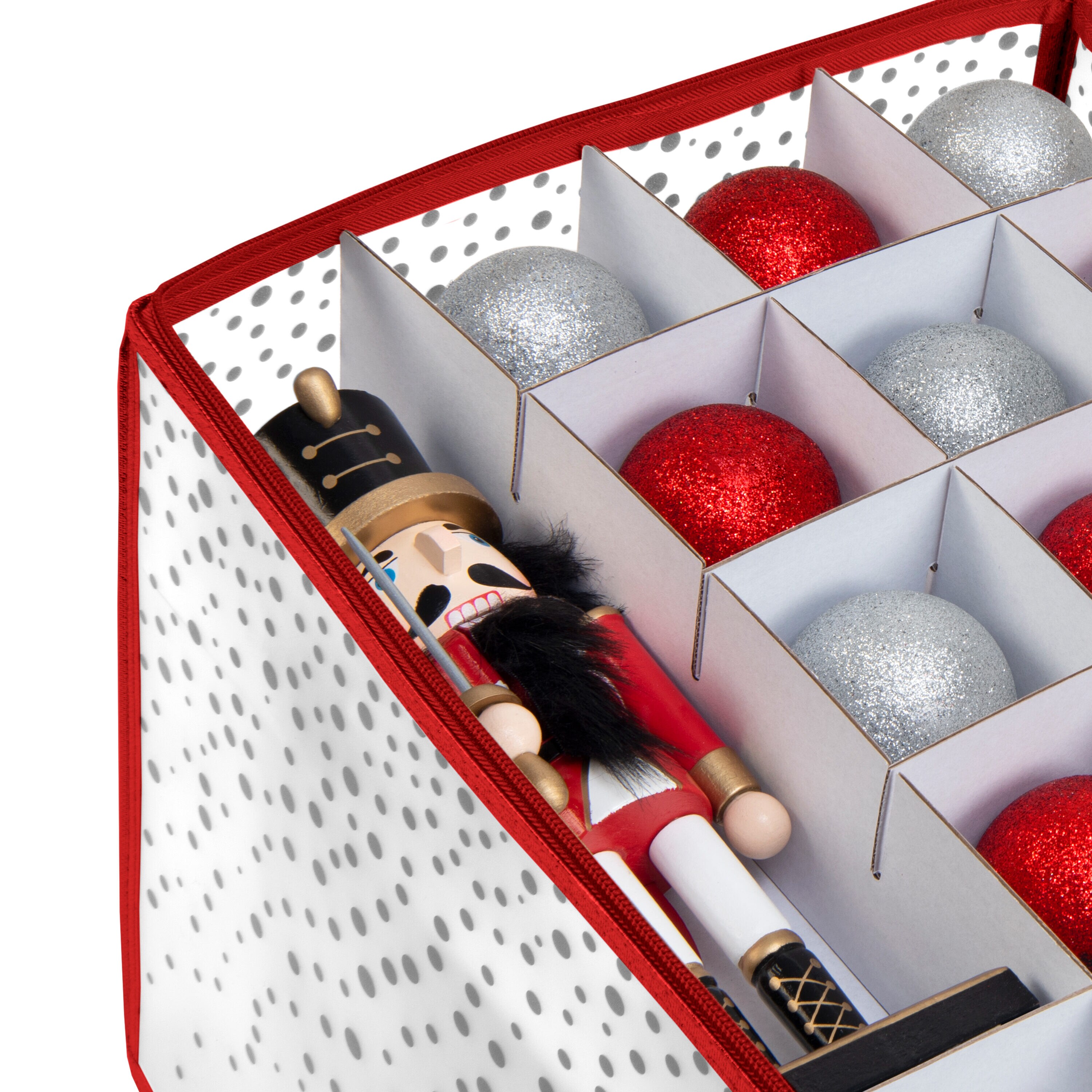 Simplify Ornament Storage Box/Plastic - Decorative Organizer - Storage Bin  - Red - 112 Counts - L12 x W12 x