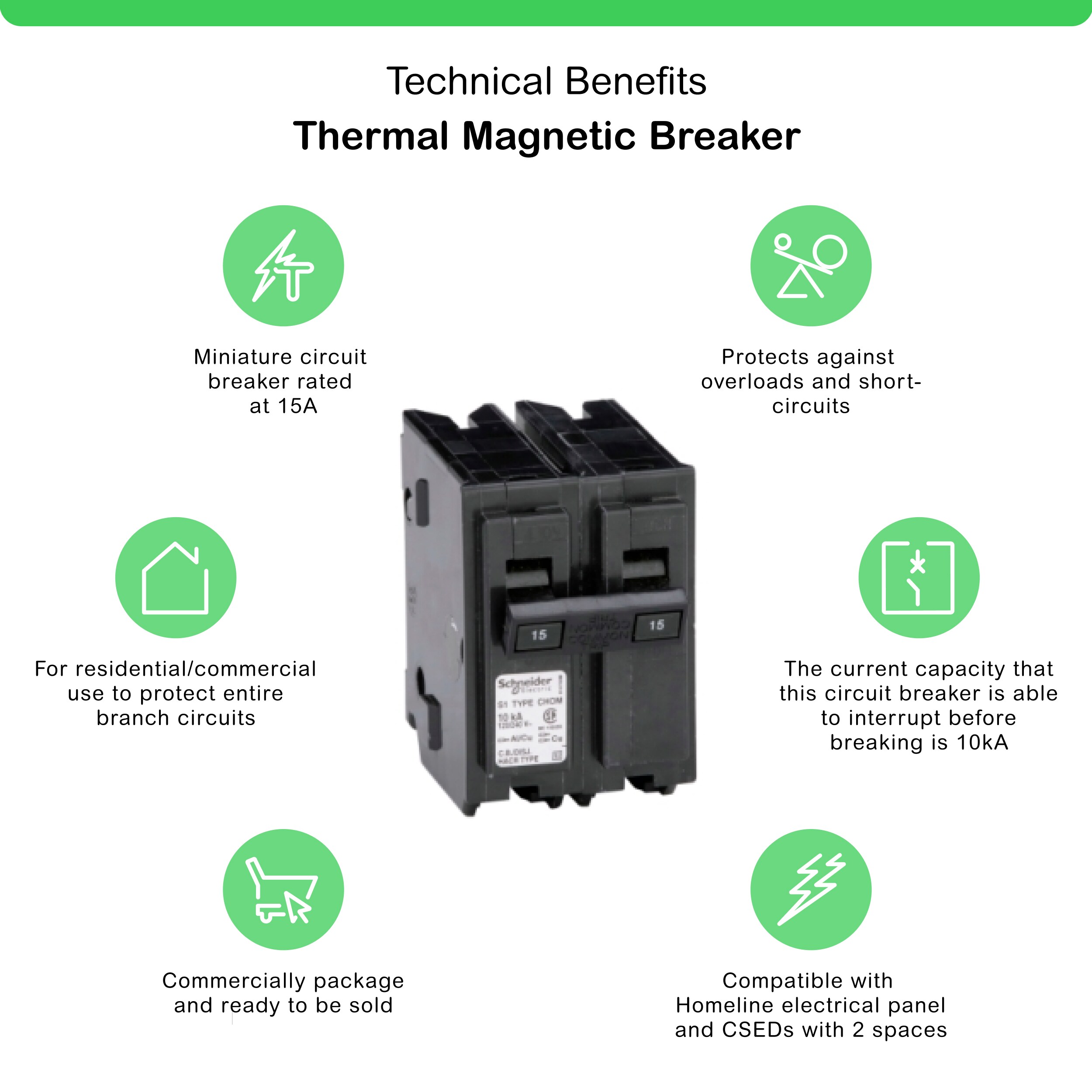 Square D Homeline 15-amp 2 -Pole Standard trip Circuit Breaker
