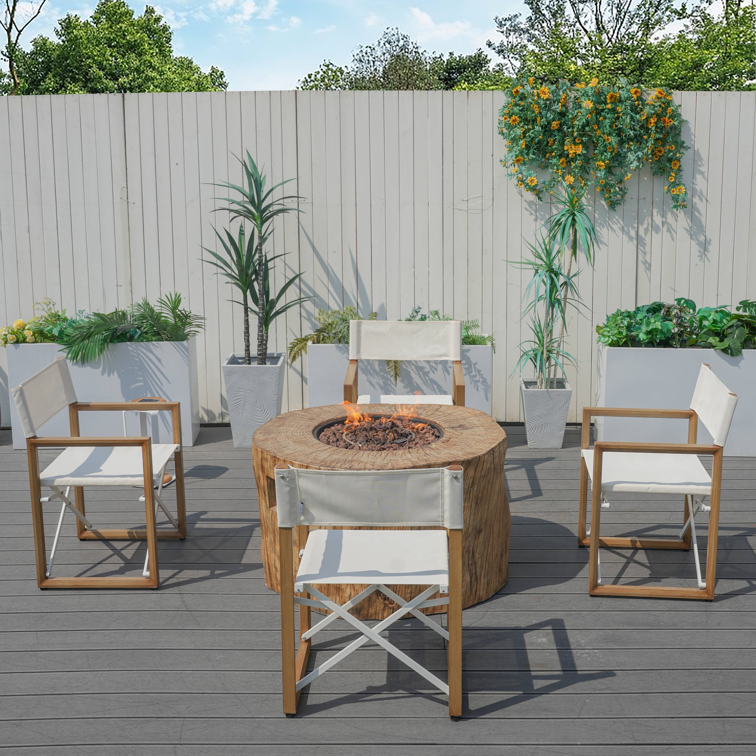 Direct Wicker DWG-2180B&42508 5 -Piece Patio Conversation Set with White