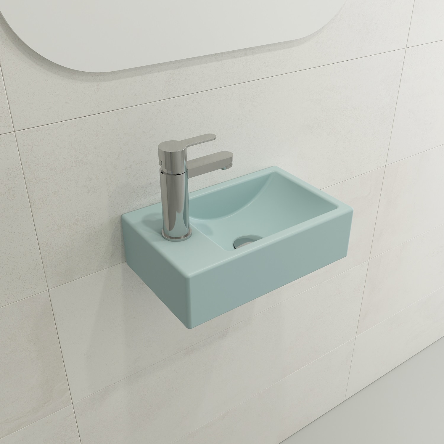Milano Matte Ice Blue Ceramic Wall-Mount Rectangular Sink, 14.5-Inches