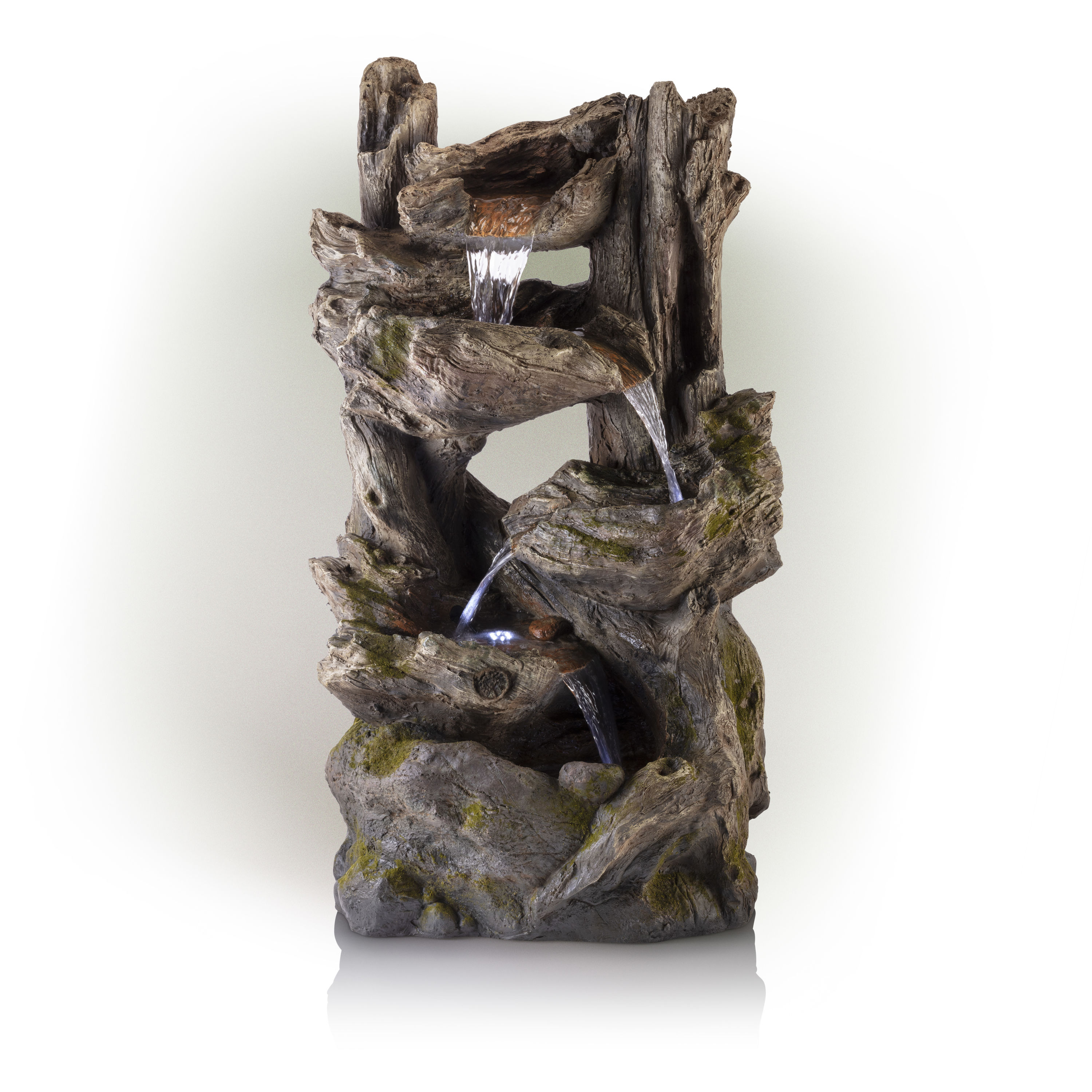 Alpine Corporation WIN794 39-in H Resin Rock Waterfall Outdoor Fountain Pump Included