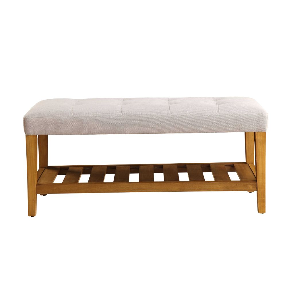 HomeRoots 286429 Amelia Modern Light Gray Oak Accent Bench 40-in x 16-in x 18-in