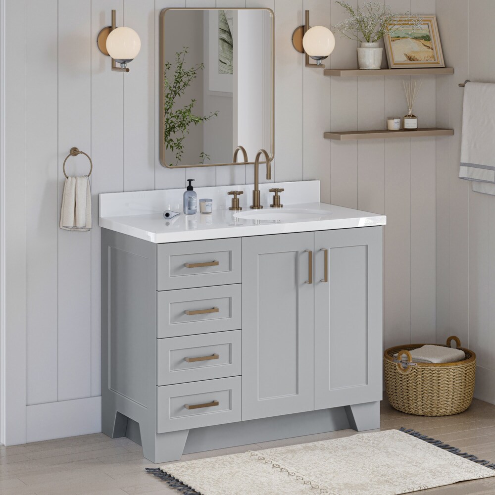 Taylor 43" Gray Freestanding Single Bathroom Vanity with Quartz Top