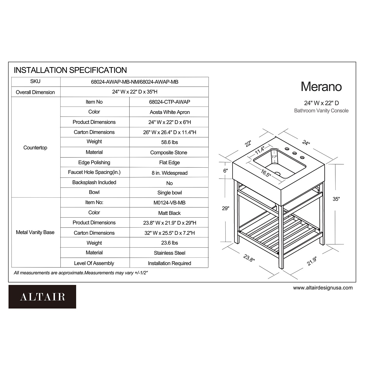 Altair 68024-AWAP-MB-NM Bath-Vanity-Combo - View #10