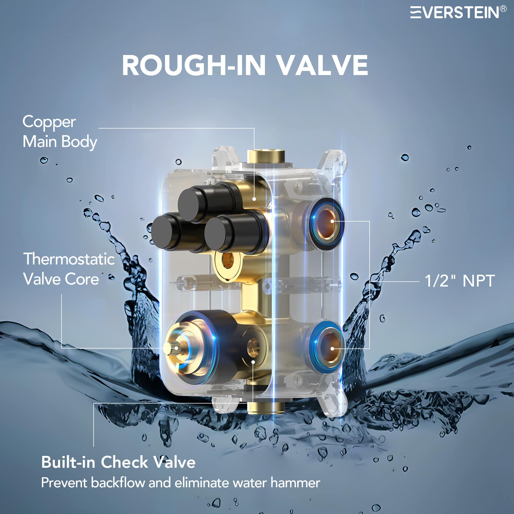 EVERSTEIN SFS1007-BK12 Tub-Shower-Faucets - View #8