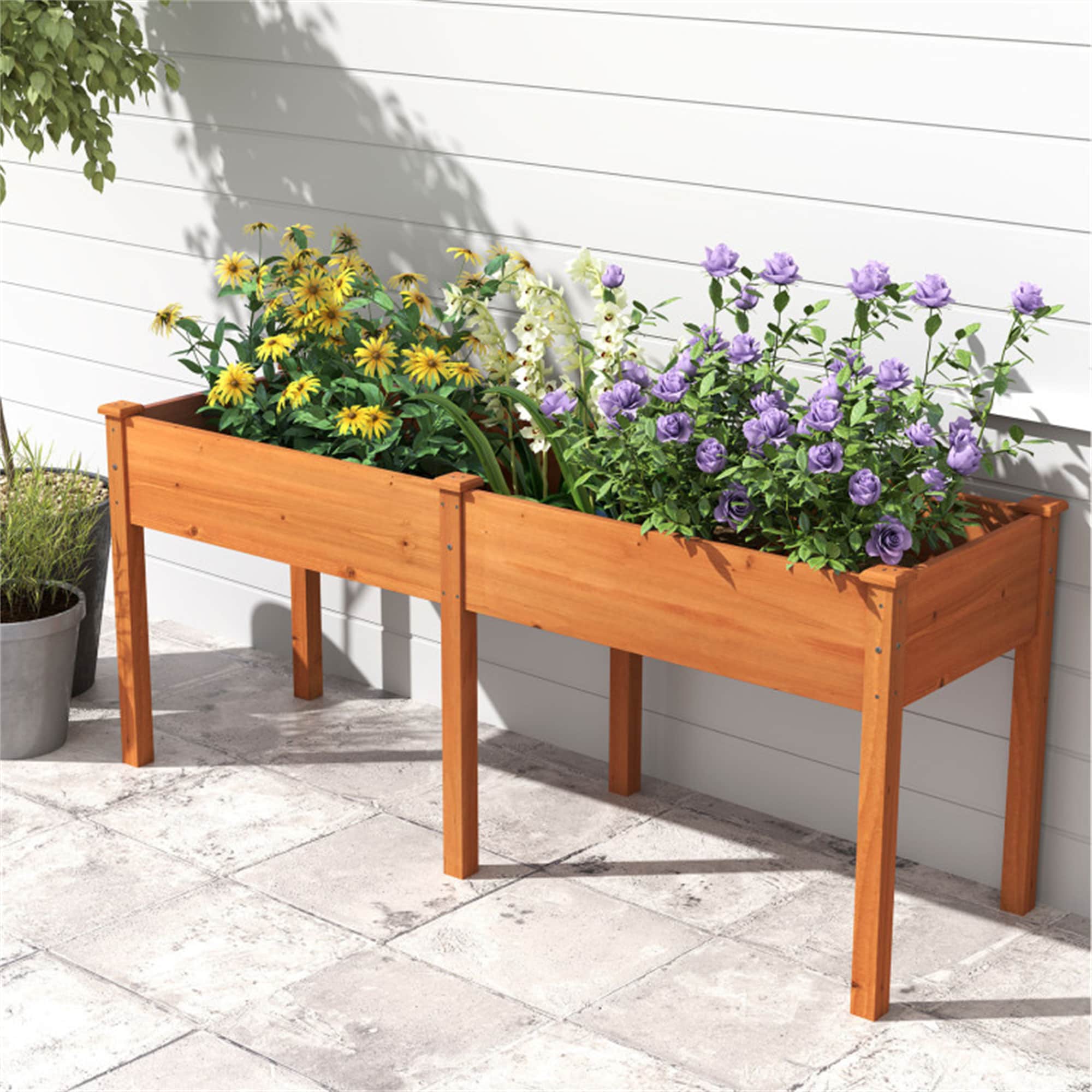 BABOOM BOM-T4278CF-CO 23-in W x 73-in L x 30-in H Yellow/Fir Wood Wood Raised Planter Box