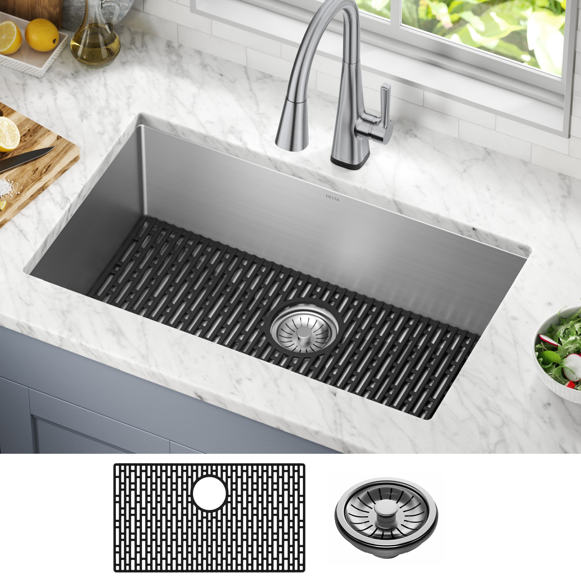 Delta 953034-32S-SS Lenta Undermount 32-in x 19-in Stainless steel Single bowl 16 -Gauge Kitchen Sink