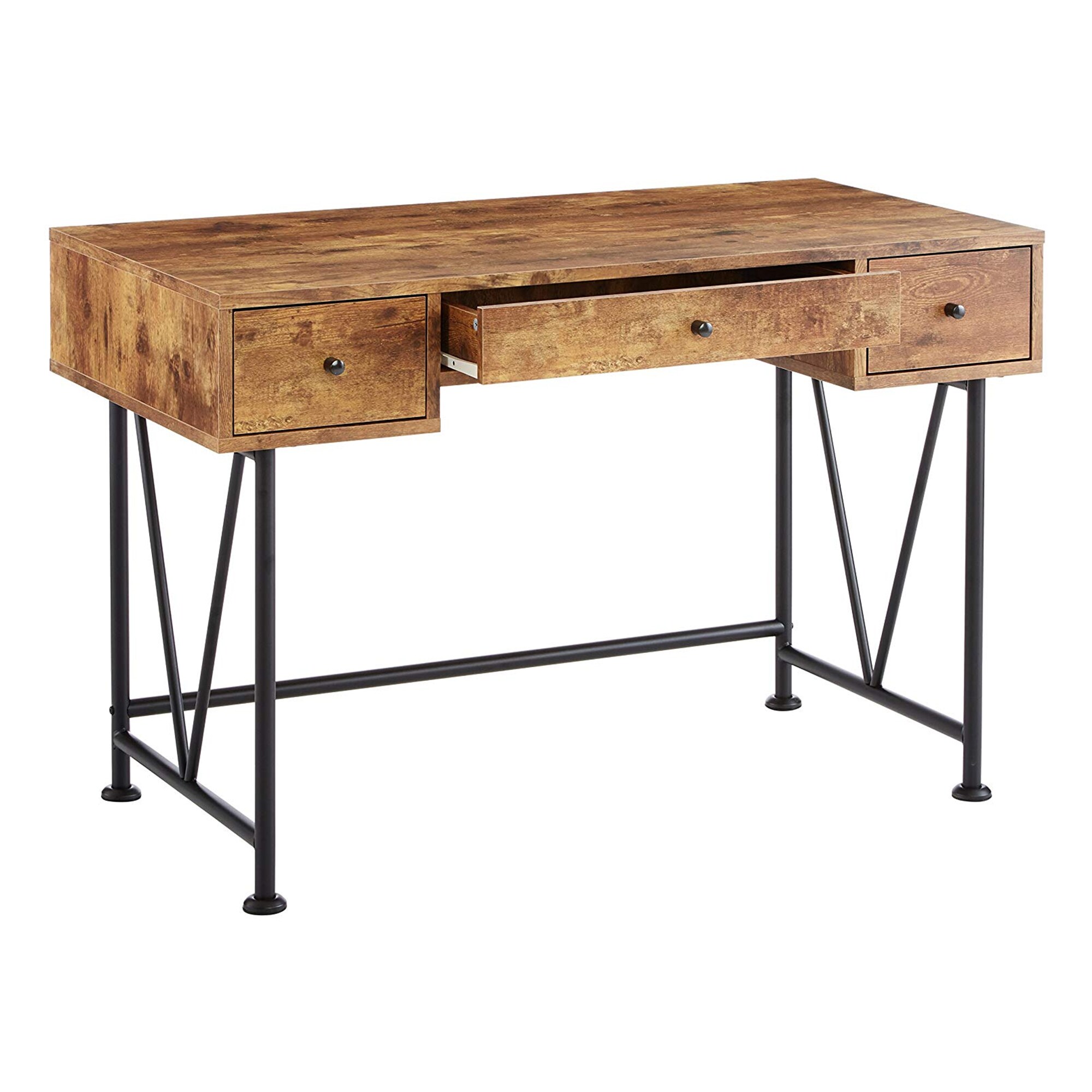 Atelier Rustic Farmhouse 47'' Brown Wood Writing Desk with 3 Drawers