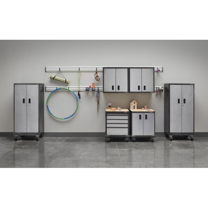 Gladiator Premier 208 In W X 66 H Hammered White Steel Garage Storage System The Systems Department At Com Garage Storage Systems, Gladiator Garage System