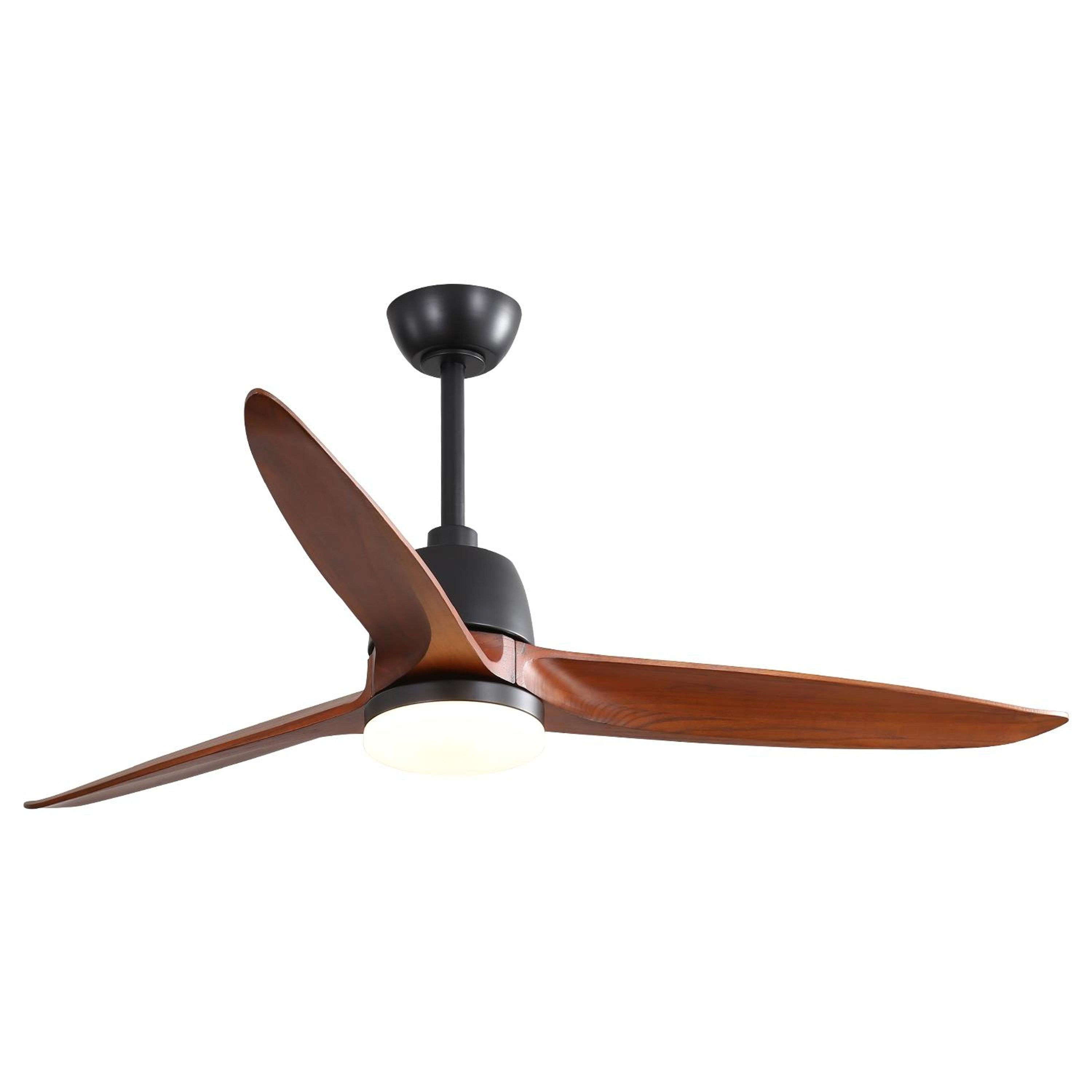 Bayfeve BFKS-56KA001BK 56-in Color-Changing Integrated LED Outdoor Black with Wood Blades Ceiling Fan With Light - Remote Included ( 3 -Blade )
