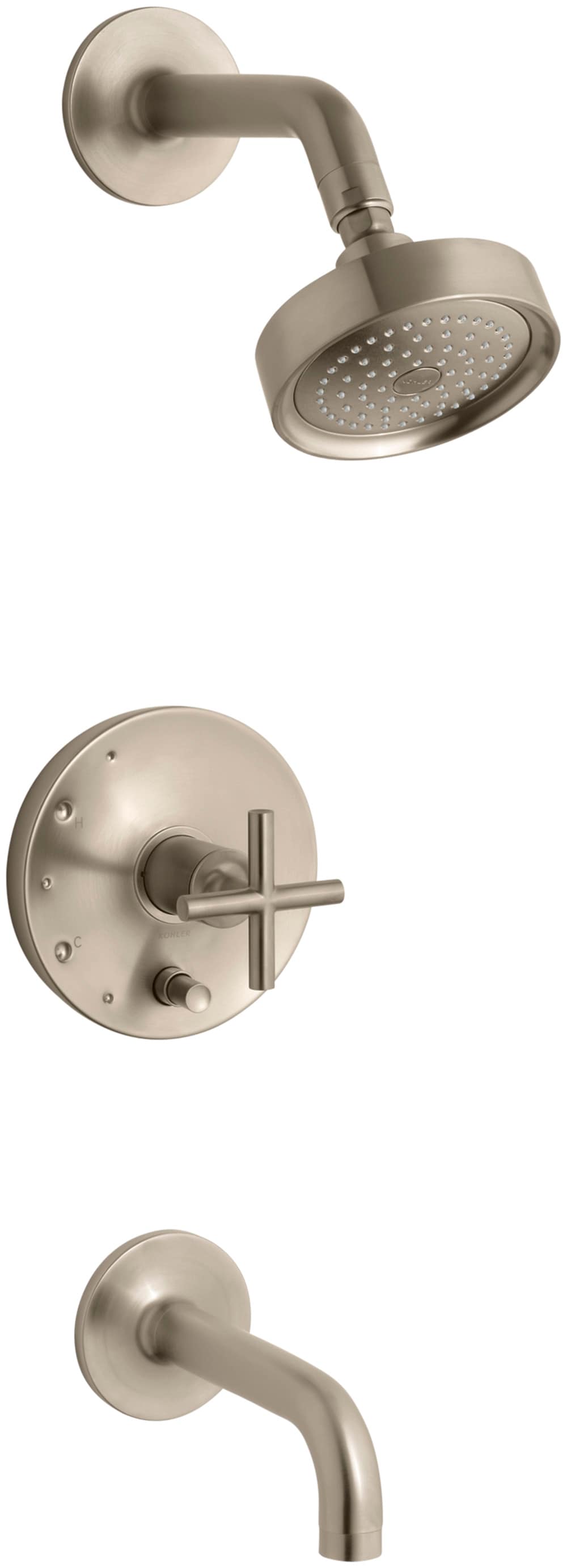 KOHLER T14421-3-BV Purist Vibrant Brushed Bronze 1-handle Single function 5.47-Inches Round Bathtub and shower Faucet