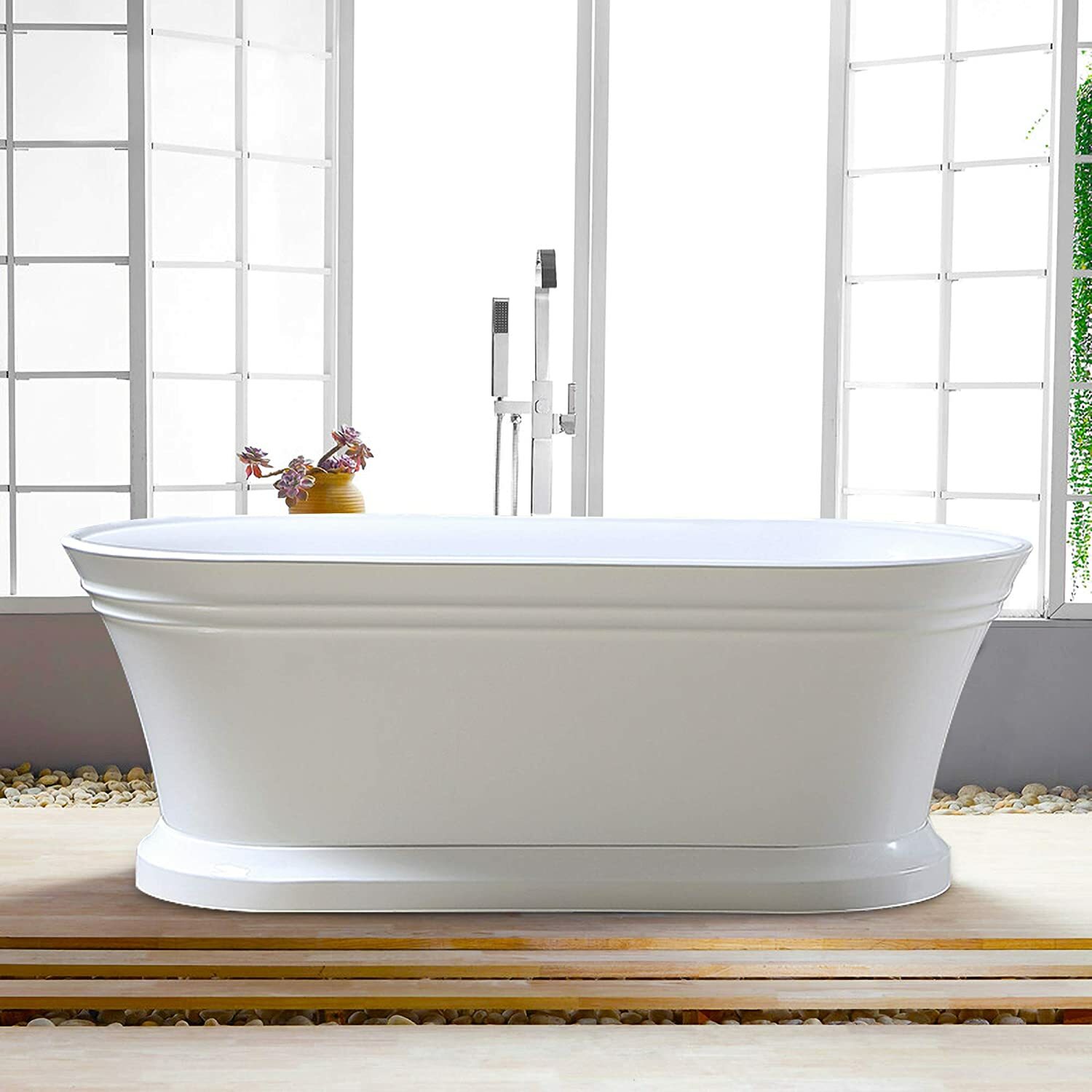 Iris 59" Pure White Freestanding Acrylic Bathtub