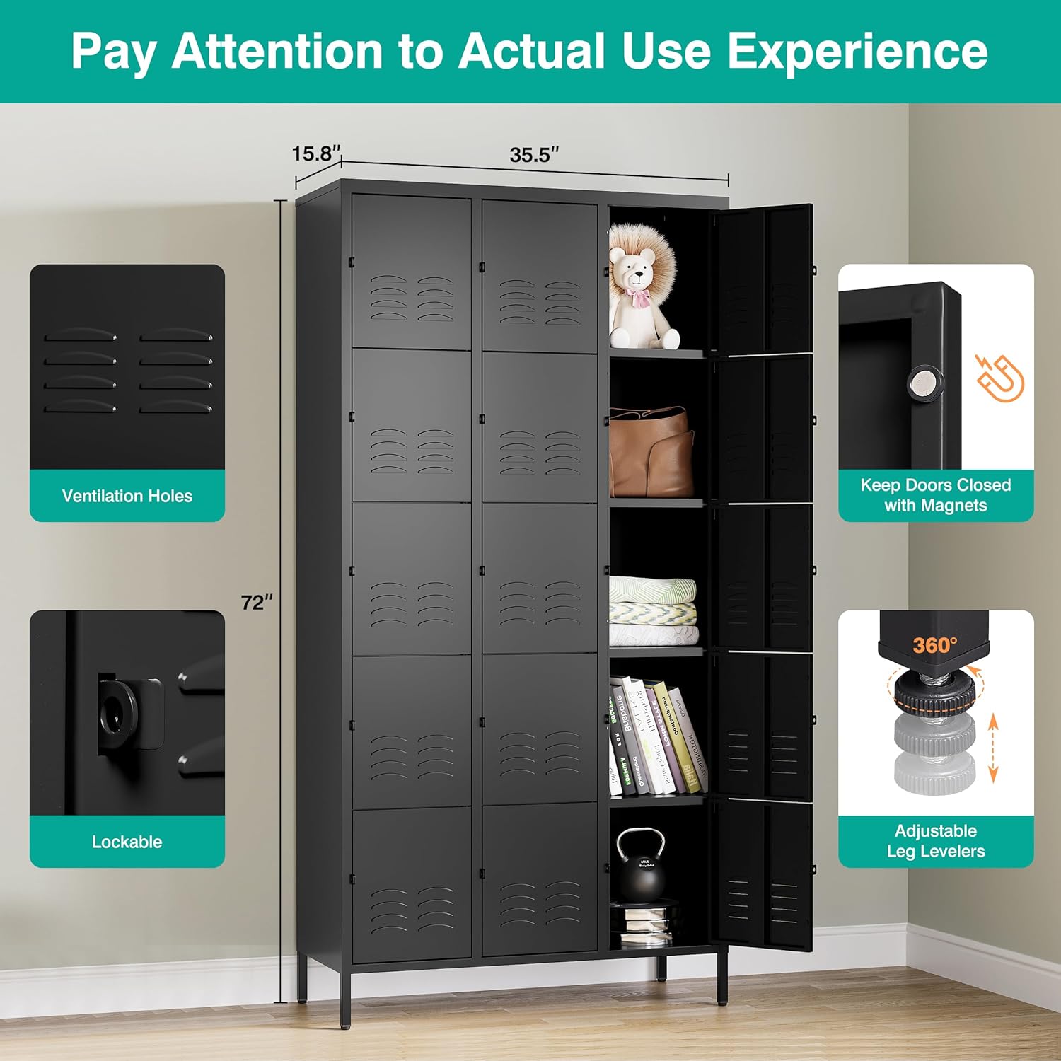 Letaya Metal Lockers for Employees Lockable Storage Locker with Shelf ...
