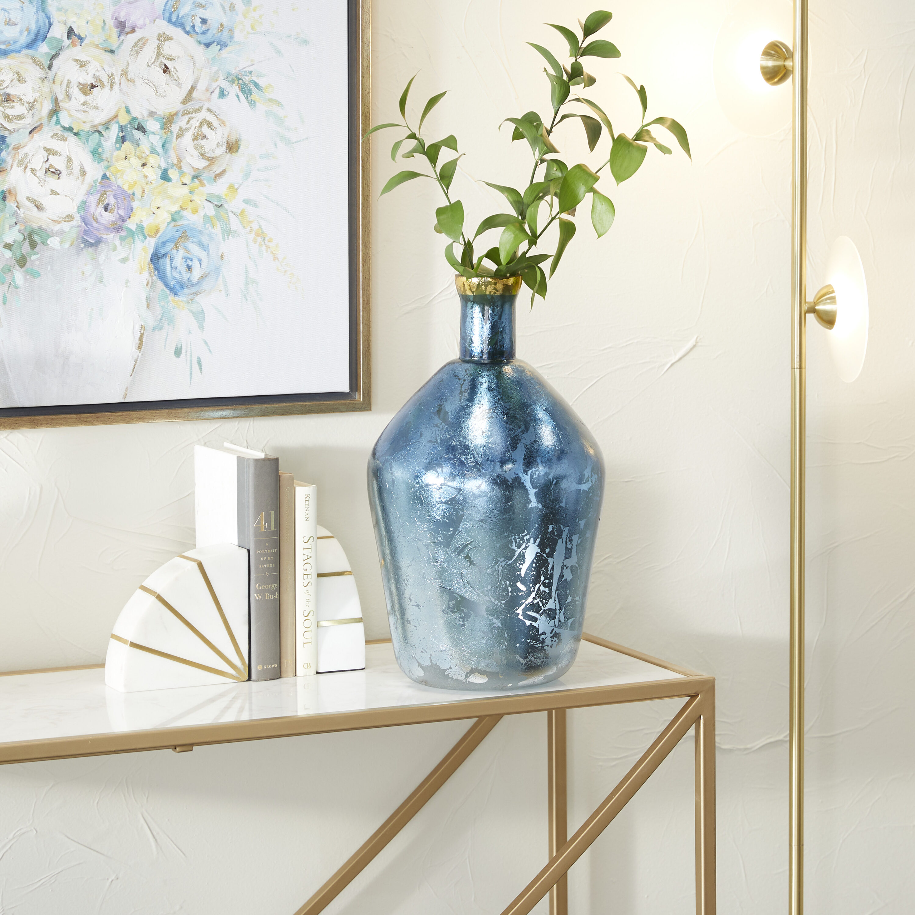 Grayson Lane 76029 Blue Glass Glam Vase