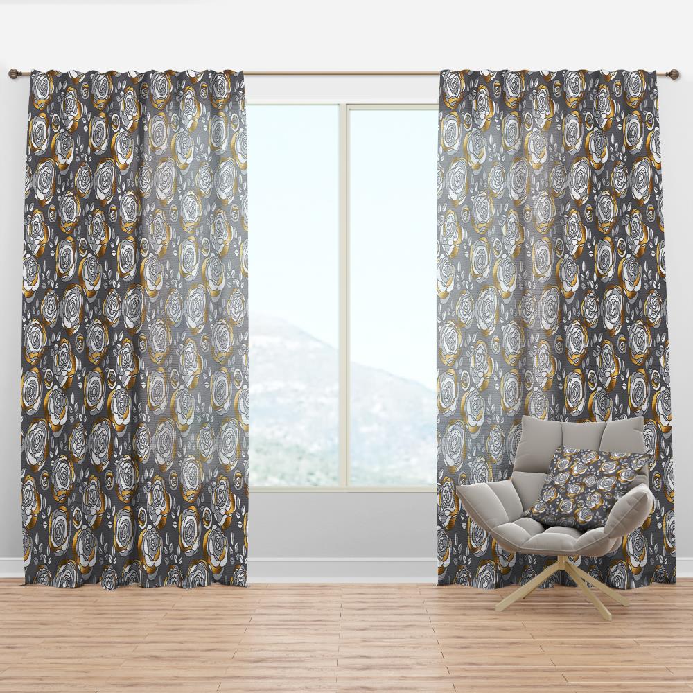 Designart CTN24222-52-120 120-Inches Gray Abstract Room darkening Thermal lined Rod pocket Single curtain panel