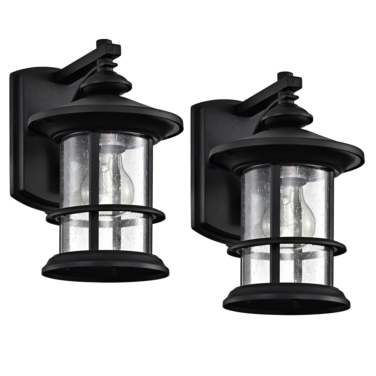 Mondawe GO-A118-CT 2-Light 10-in H Matte Black Outdoor Wall Light