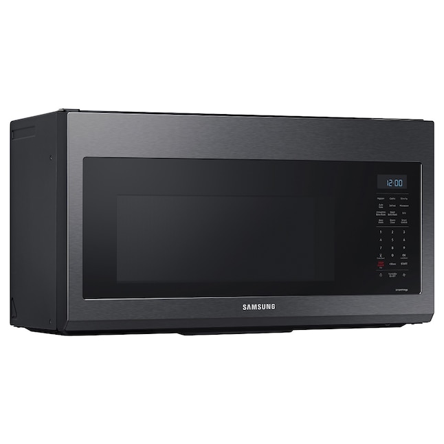 Samsung 1.7-cu ft 950-Watt Smart Over-the-Range Convection Microwave with  Sensor Cooking (Fingerprint Resistant Black Stainless Steel) in the  Over-the-Range Microwaves department at