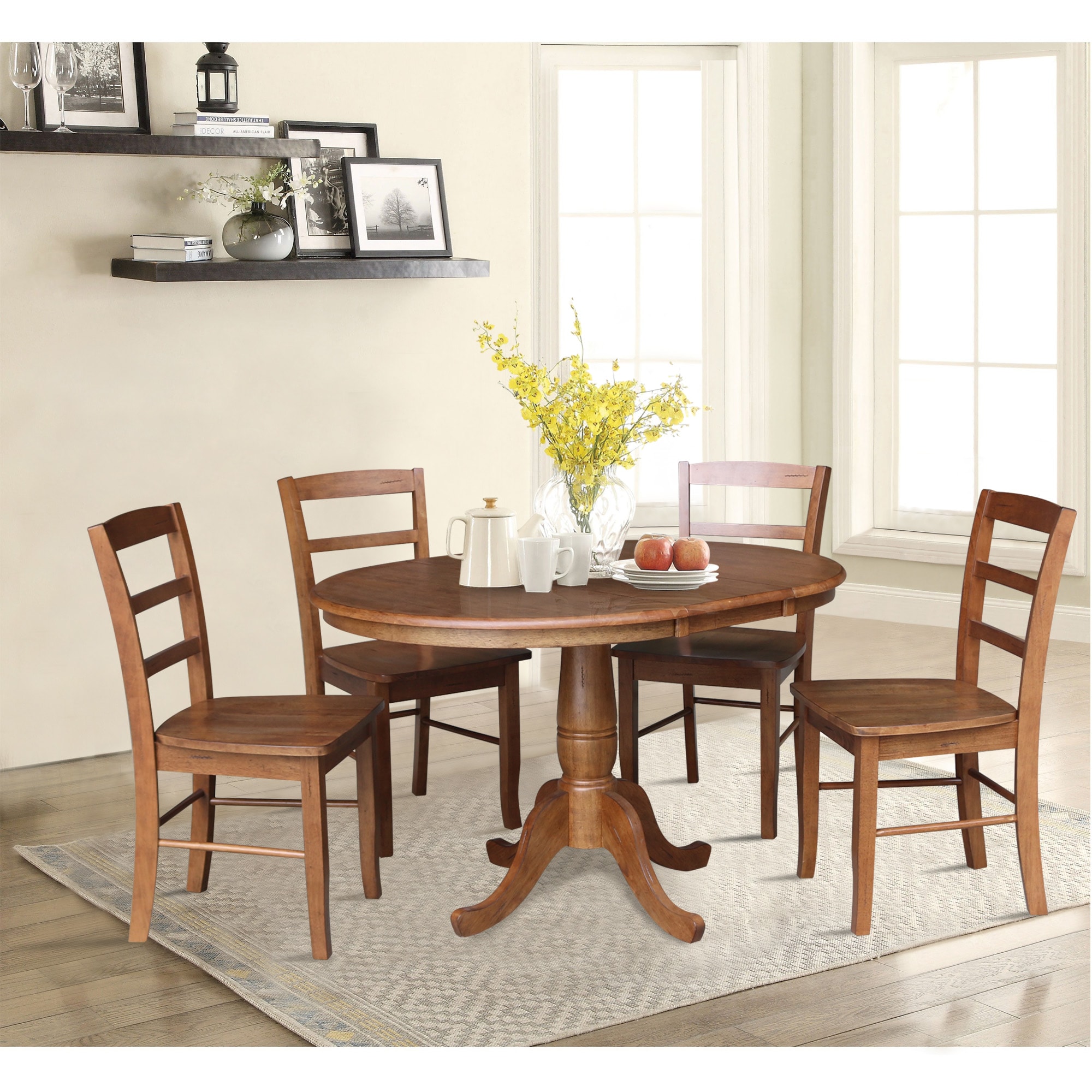 International Concepts Distressed Oak Traditional Dining Room Set with ...