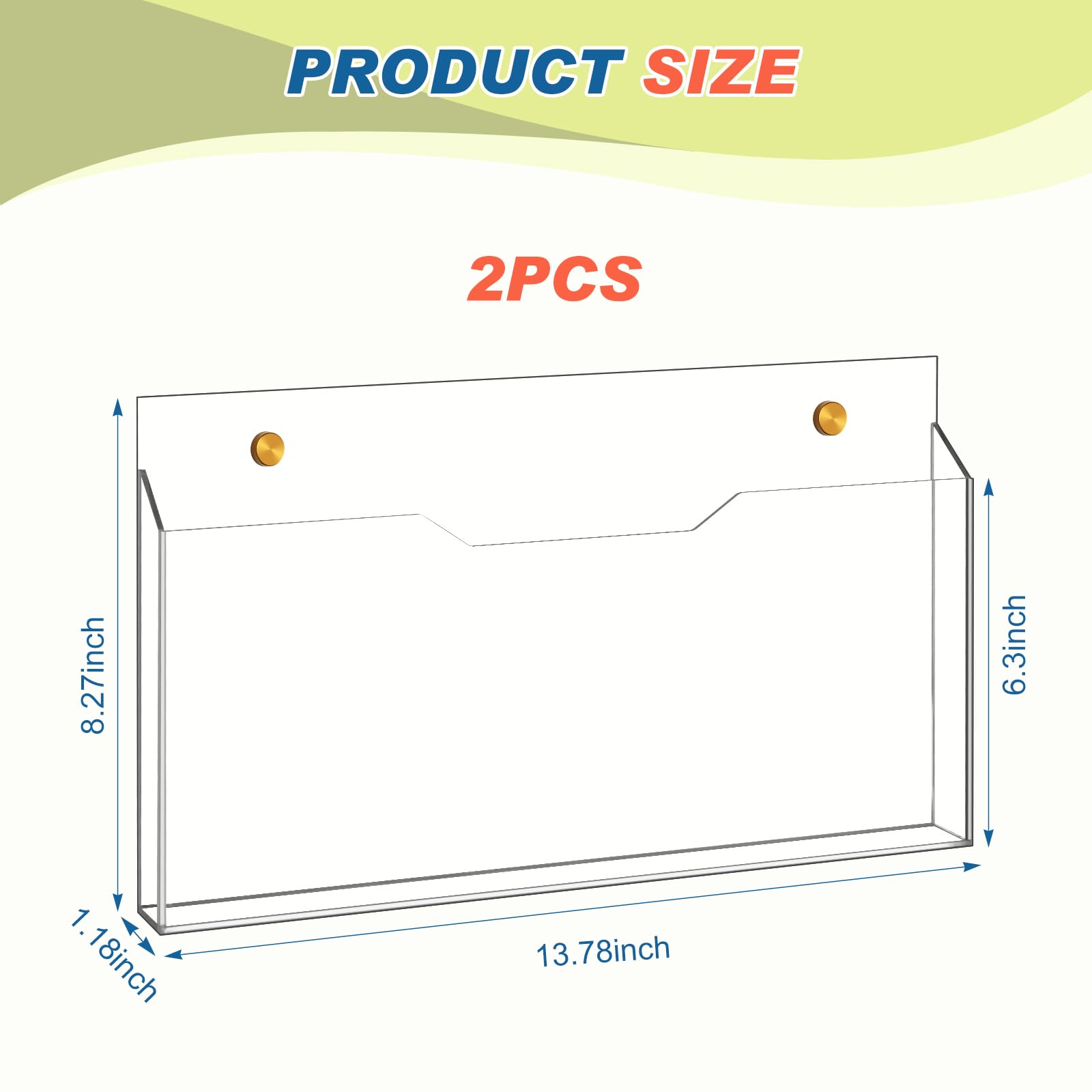 Etokfoks Clear Acrylic Horizontal 2pcs Wall Mount Office Magazine Rack ...
