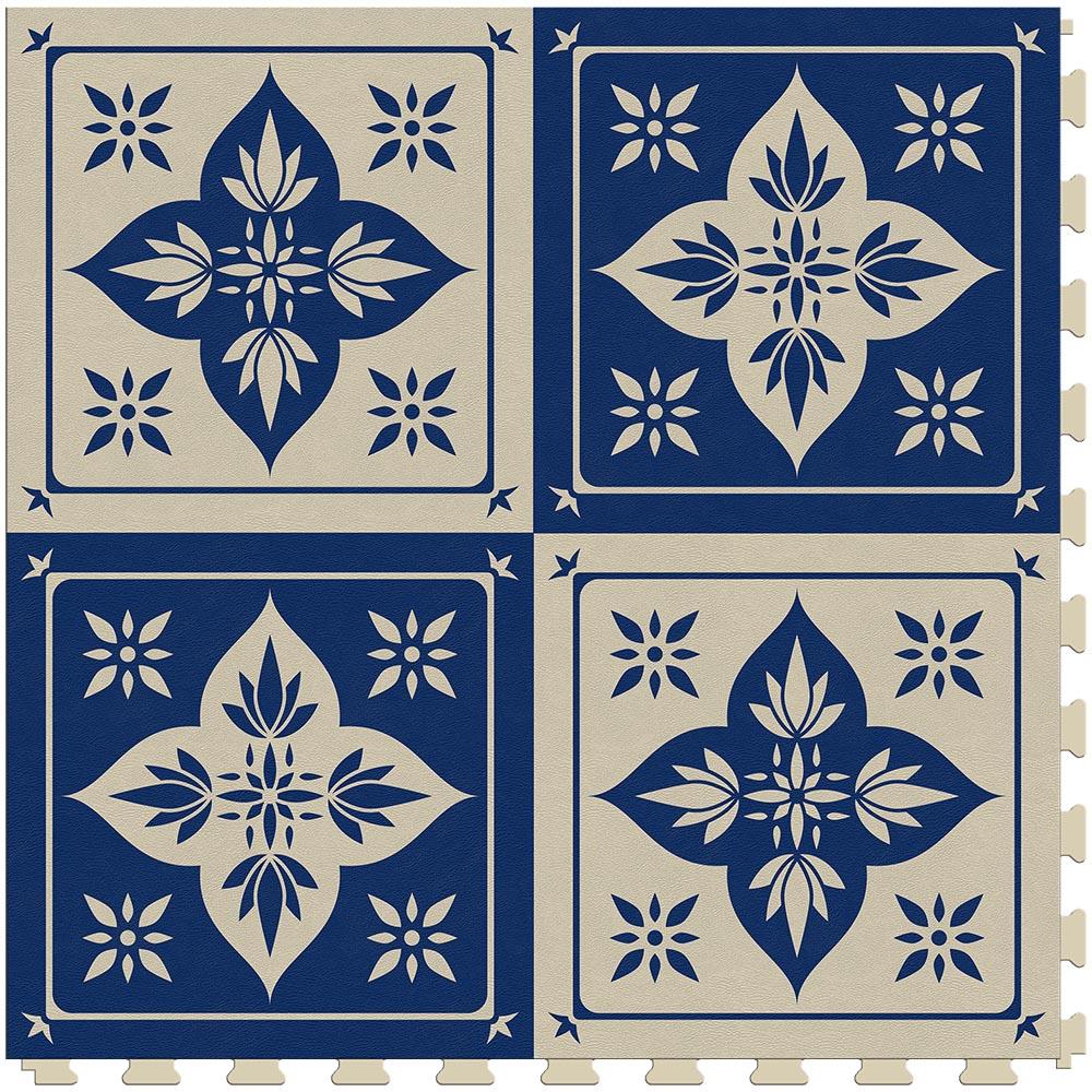 Monogram Flower Tile Square 90 - Luxury S00 Blue