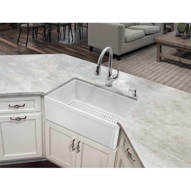 Superior Sinks 30-in x 18-in White Single Bowl Tall (8-in or Larger) Undermount Apron Front/Farmhouse Residential Kitchen Sink Superior Sinks 30-in x 18-in White Single Bowl Tall (8-in or Larger) Undermount Apron Front/Farmhouse Residential Kitchen Sink
