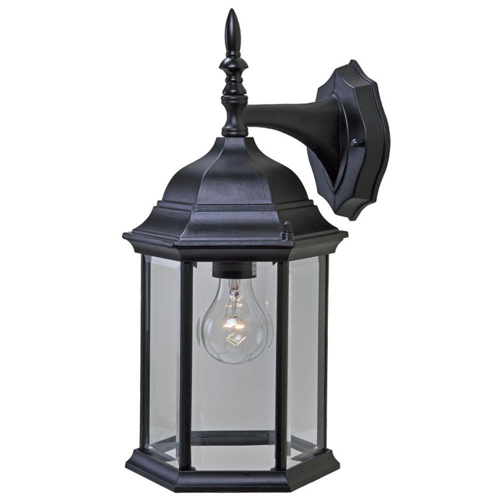 LNC 6ZJYQNHD151BDW7 Craftsman 1-Light Matte Black Outdoor Wall Lantern Sconce with Seeded Glass Shade (2-Pack)