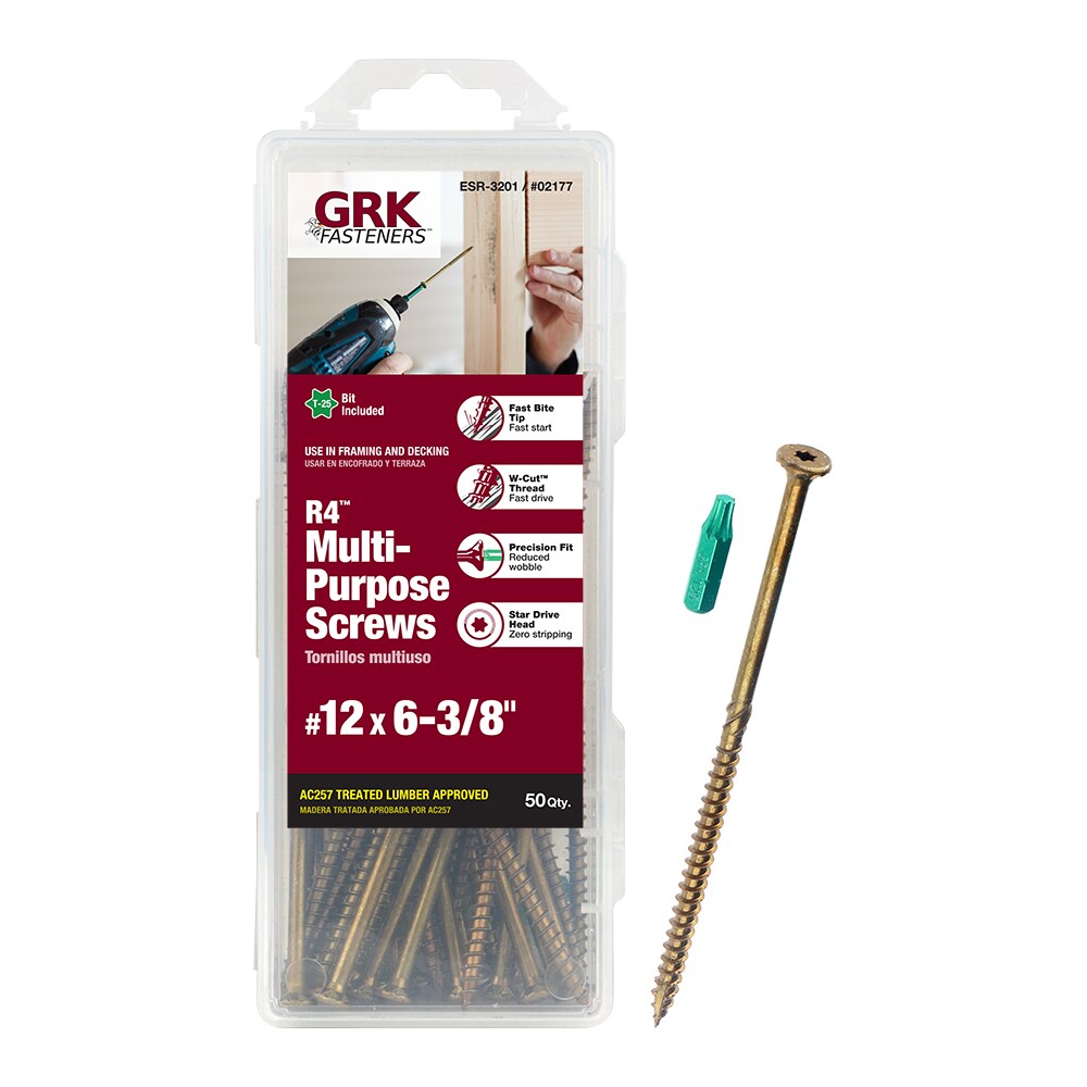 GRK Fasteners 02177 R4 #12 x 6-3/8-in Polymer Exterior Wood screws ( 50 -Per Box )