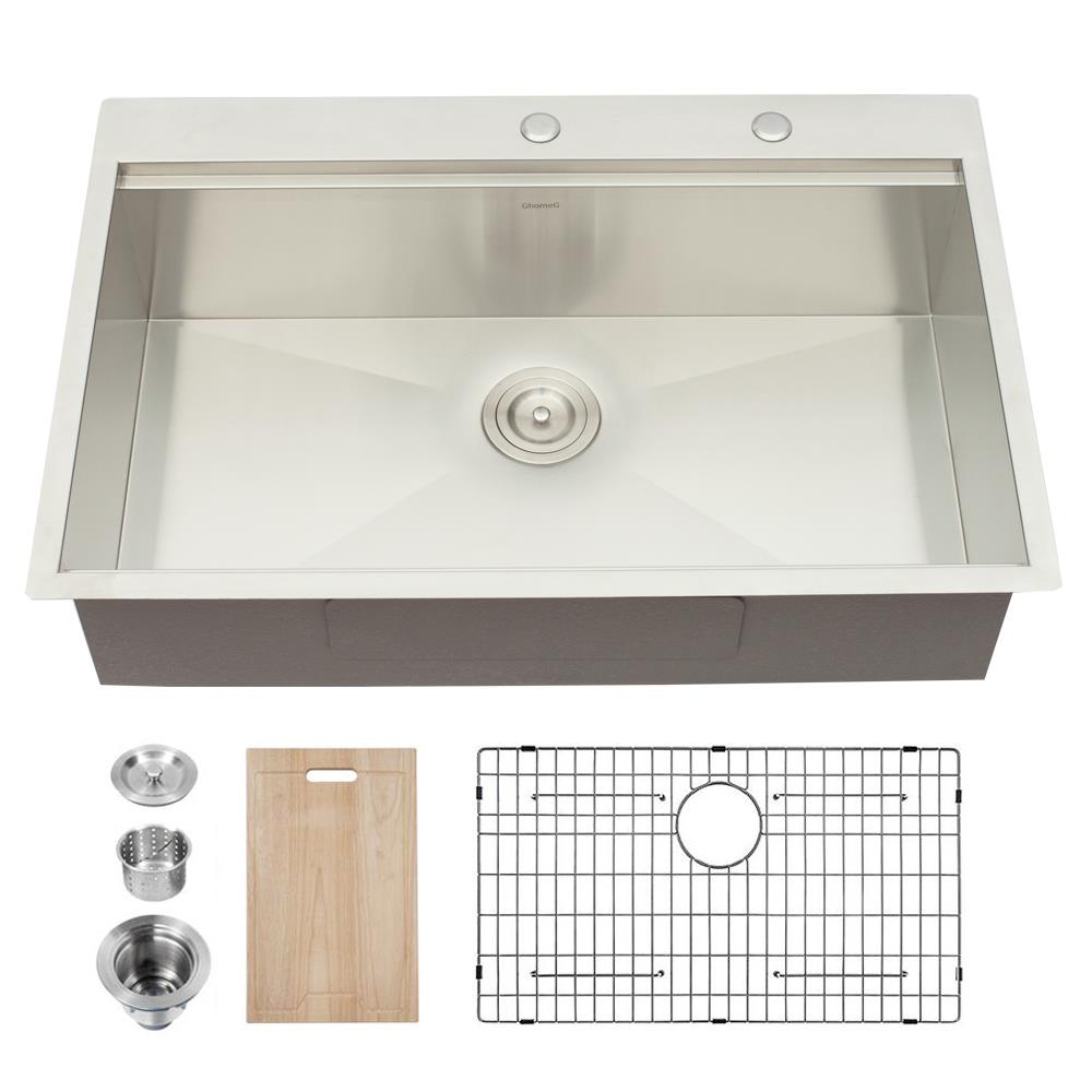 Lordear Drop in stainless steel kitchen sink DropIn 33in x 22in