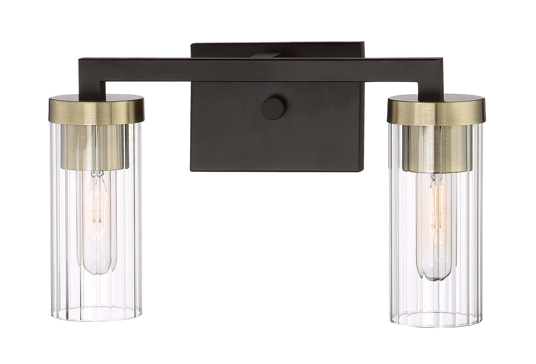 Kinston Aged Bronze 2-Light Vanity Sconce with Clear Glass