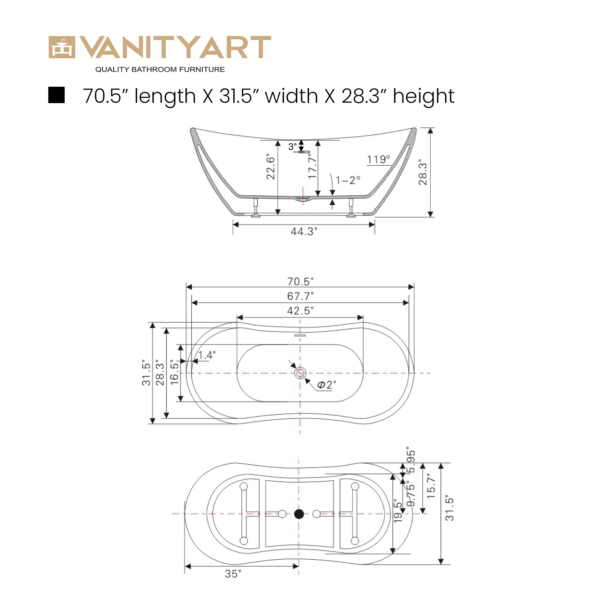 Vanity Art VAB6517-L bathtubs - View #13